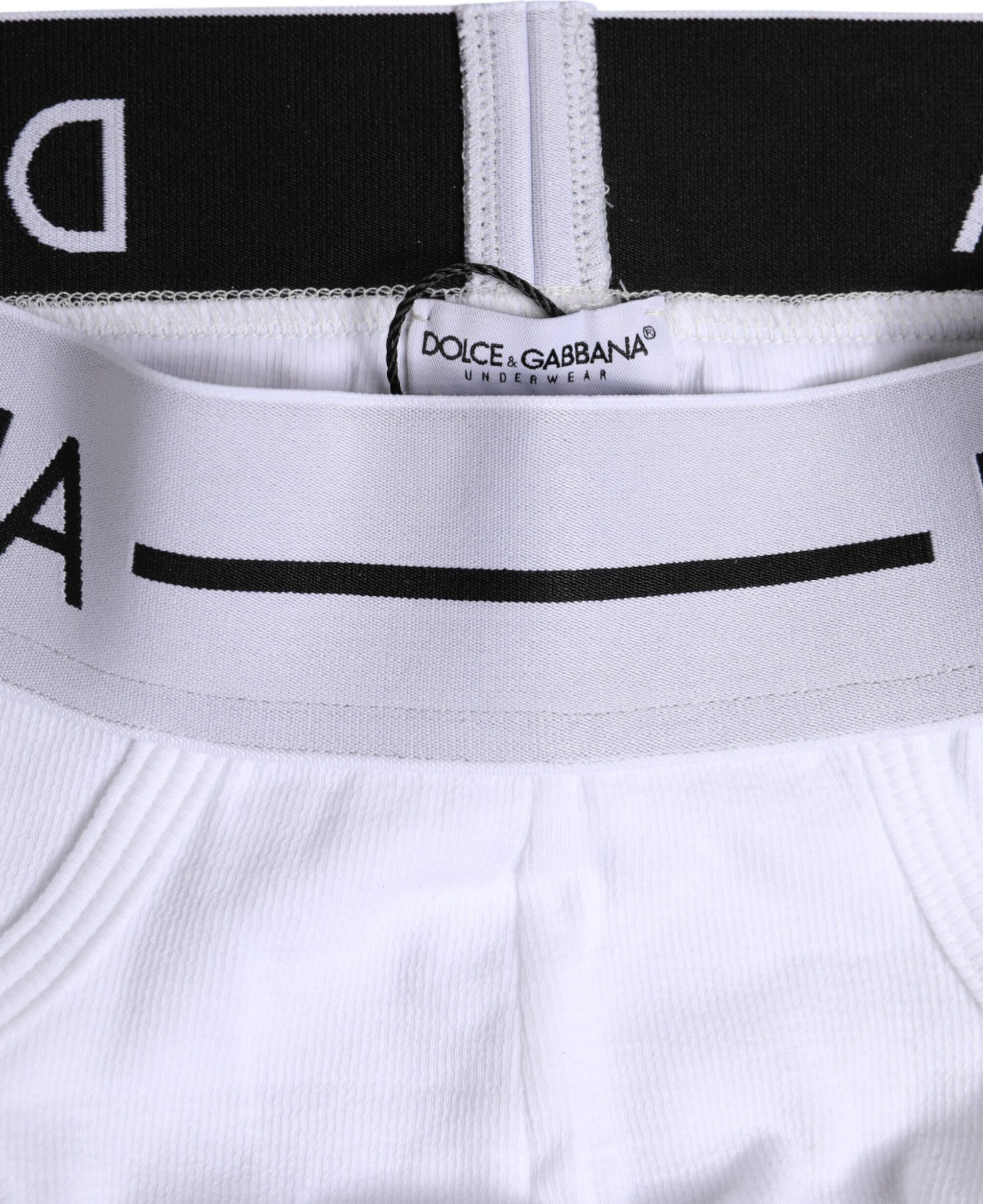 White Cotton Stretch Regular Brief Underwear Dolce & Gabbana
