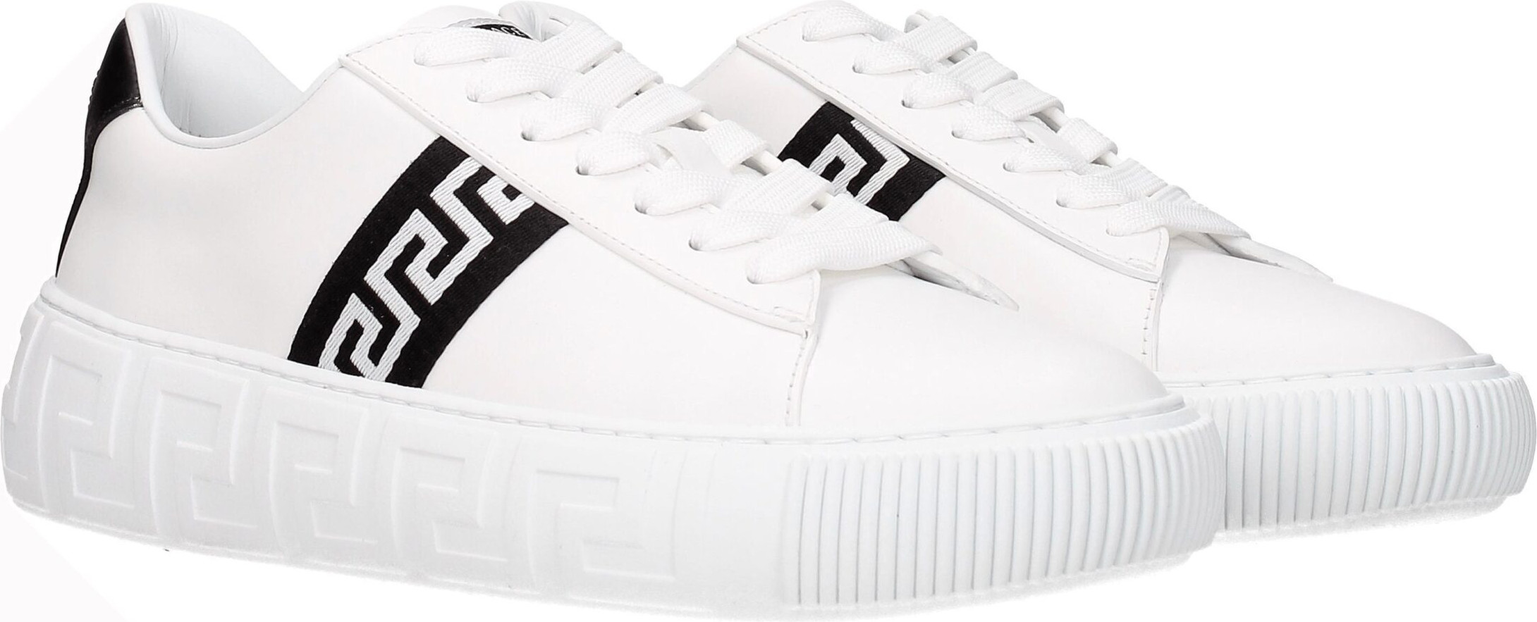 White Leather Sneakers Versace