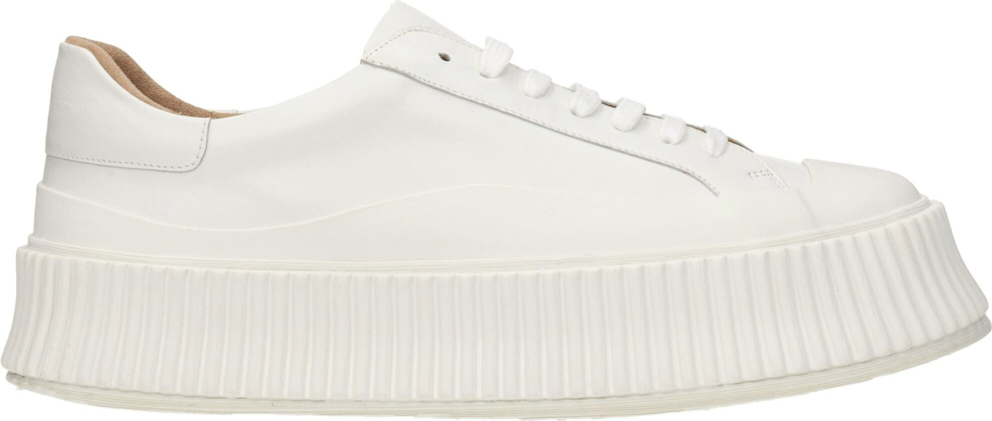 Jil Sander Oq Deri Platform Krossovkasi