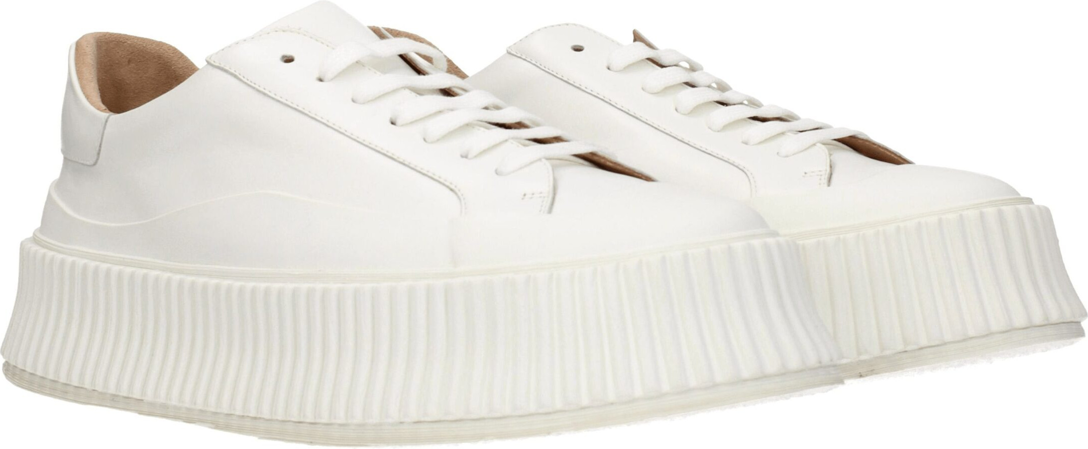 Jil Sander Oq Deri Platform Krossovkasi