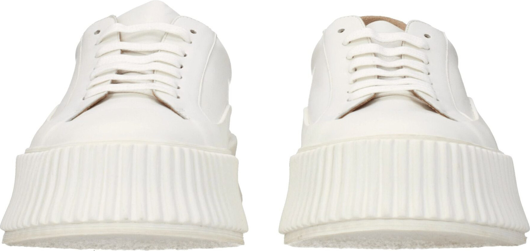 Jil Sander Oq Deri Platform Krossovkasi