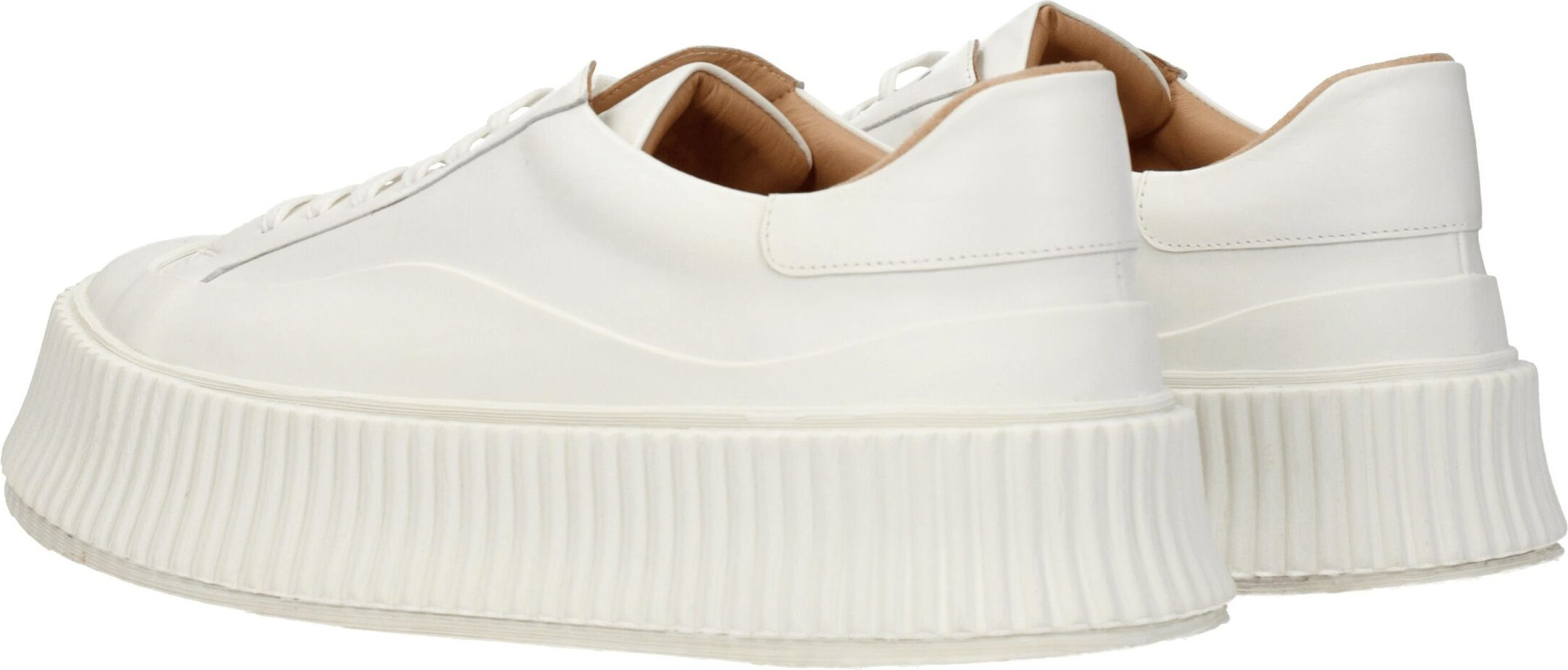 Jil Sander Oq Deri Platform Krossovkasi