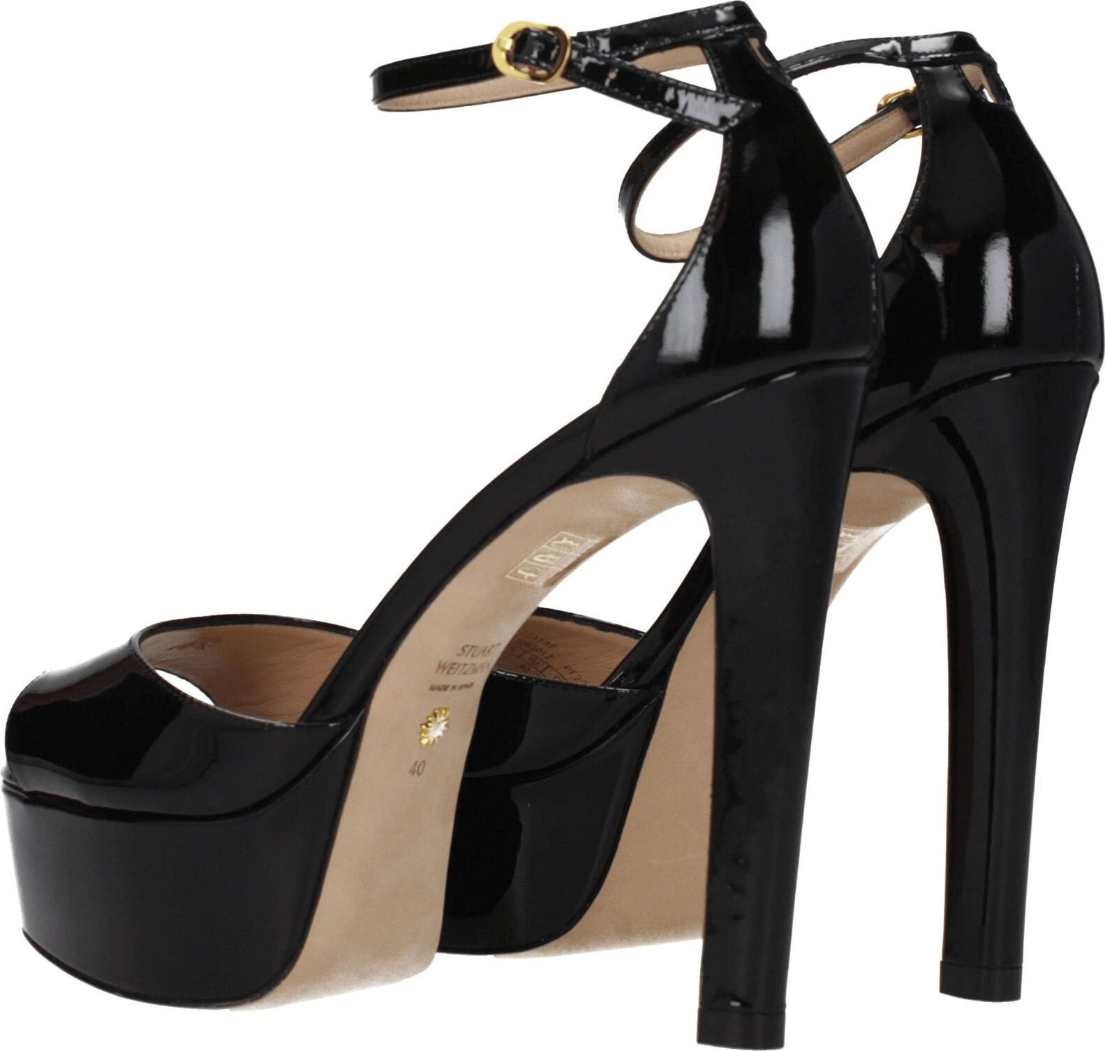Черные кожаные сандалии на платформе Stuart Weitzman