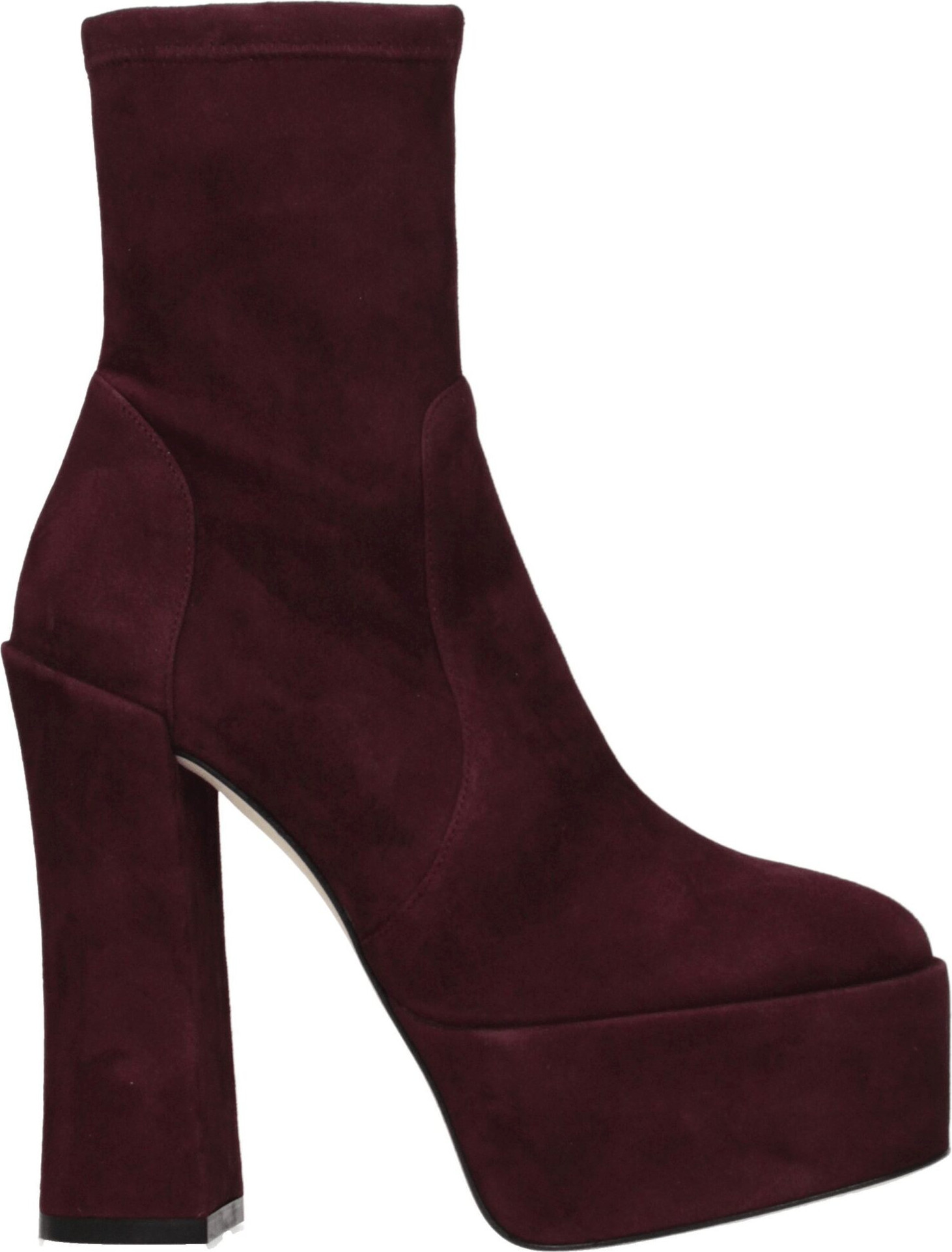 Stuart Weitzman'dan binafsha rangli charmdan tikilgan to'piq etiklari