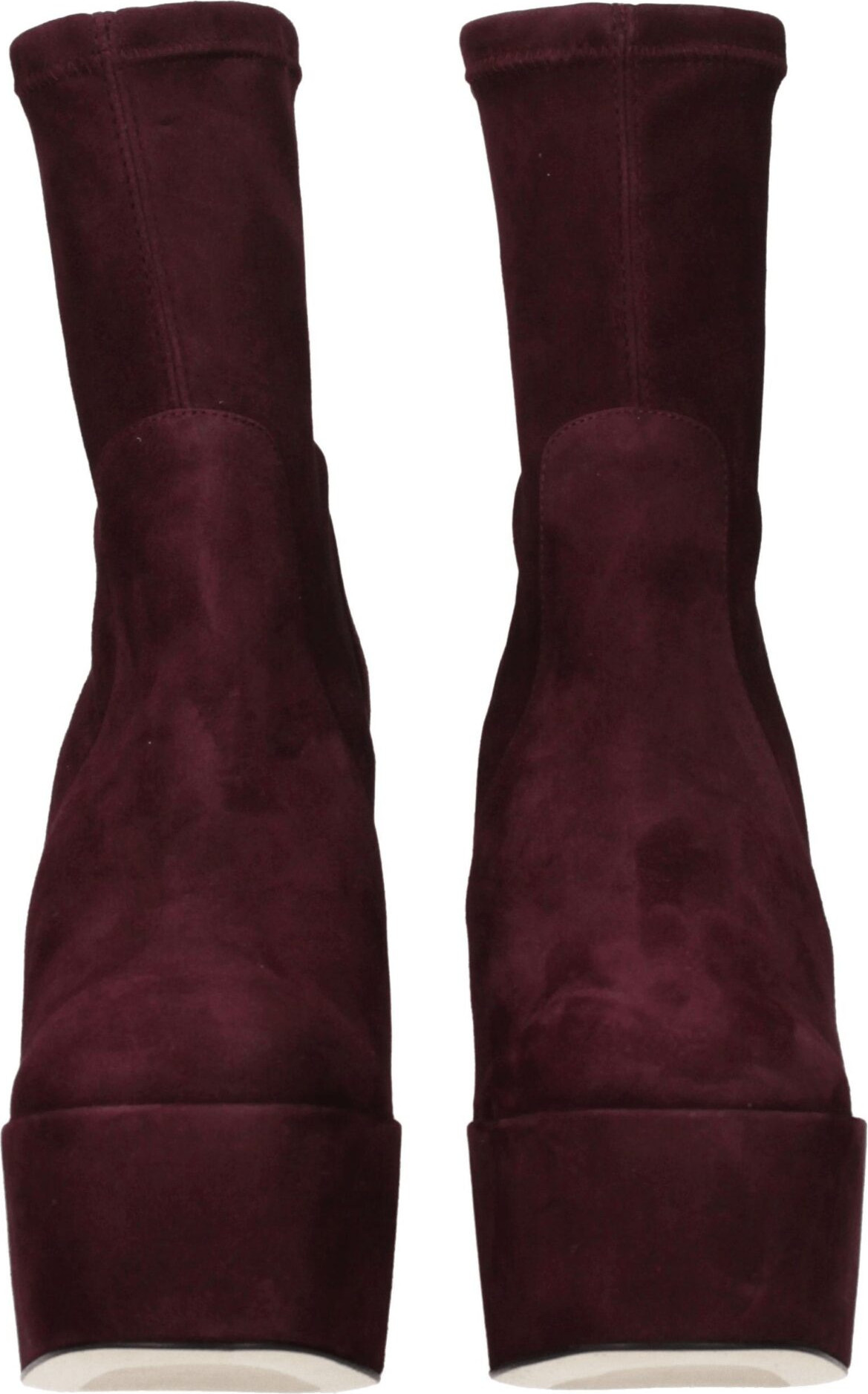 Stuart Weitzman'dan binafsha rangli charmdan tikilgan to'piq etiklari