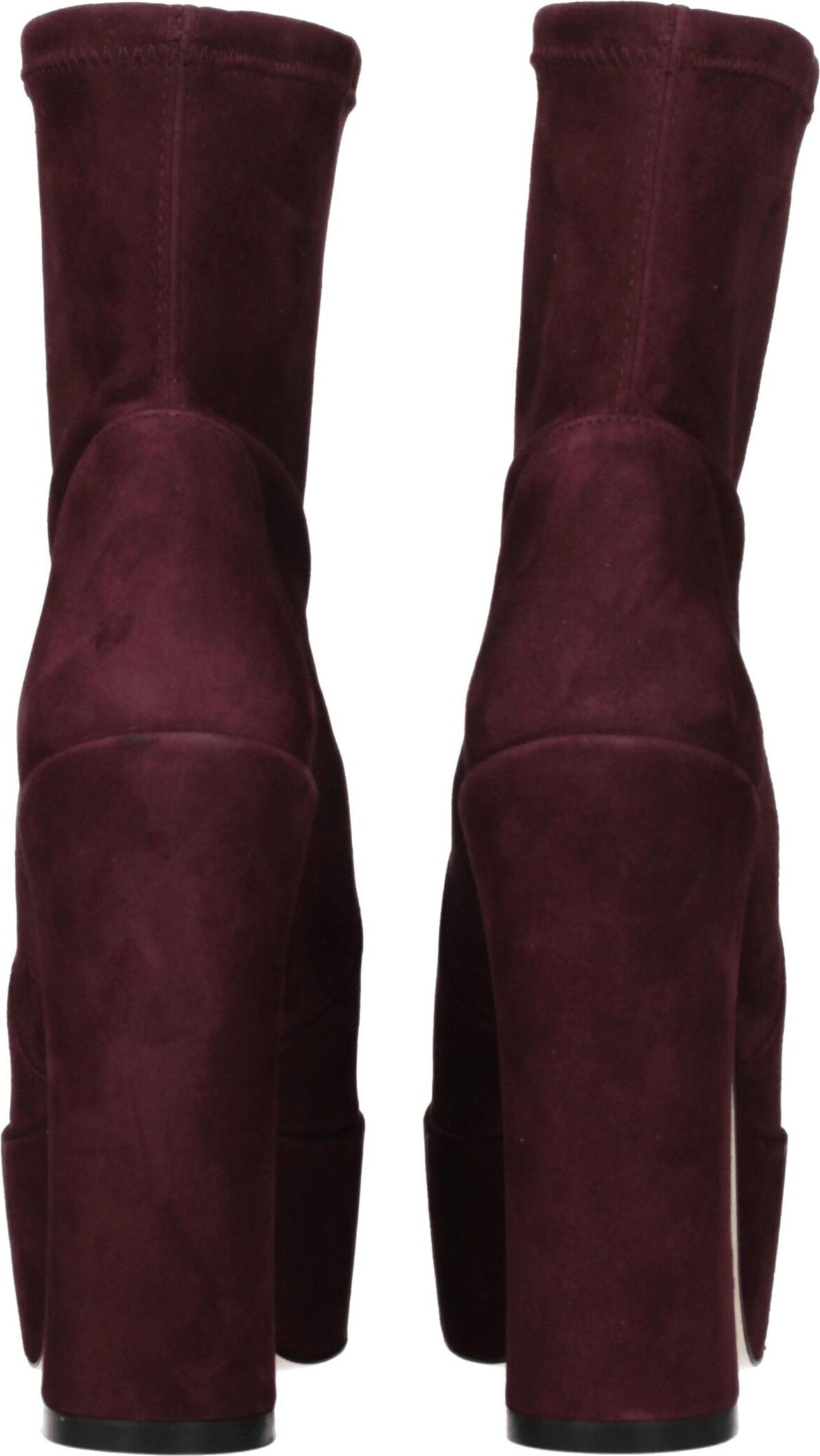 Stuart Weitzman'dan binafsha rangli charmdan tikilgan to'piq etiklari