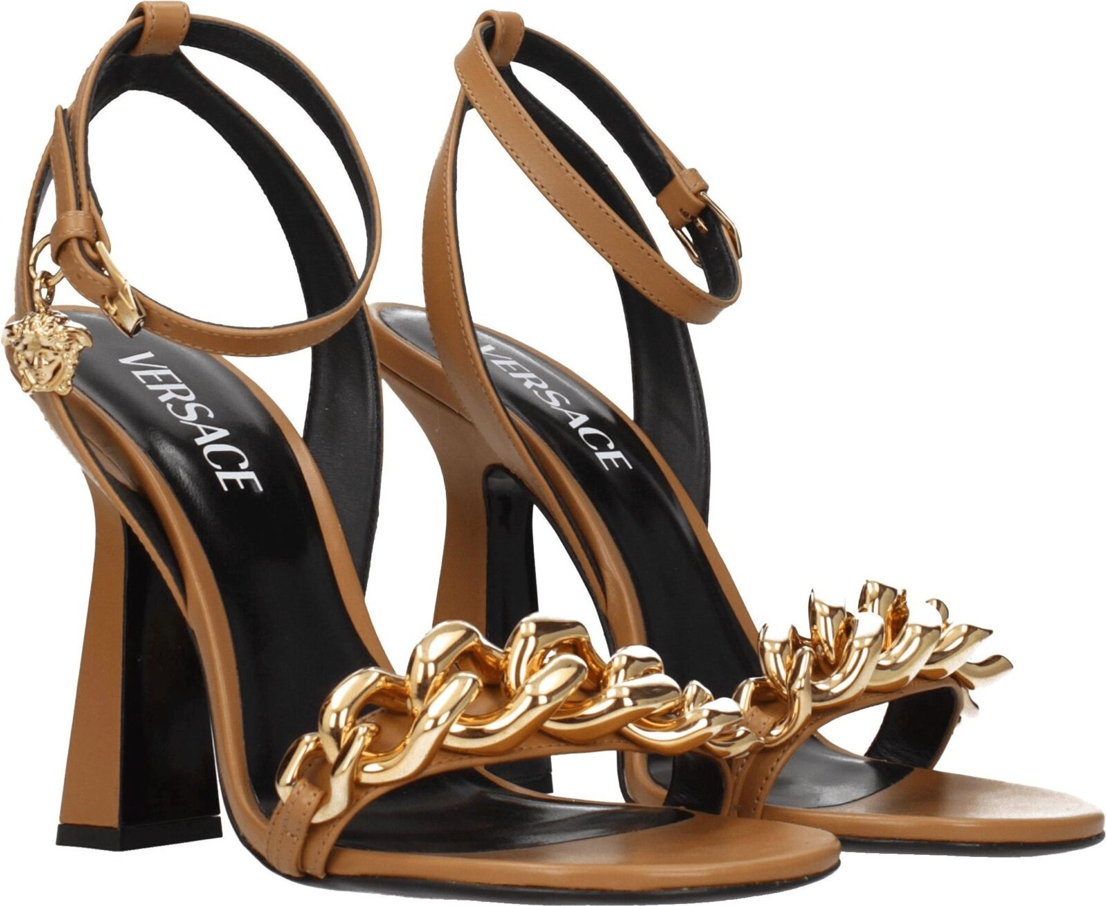 Босоножки Versace из коричневой кожи на шпильке