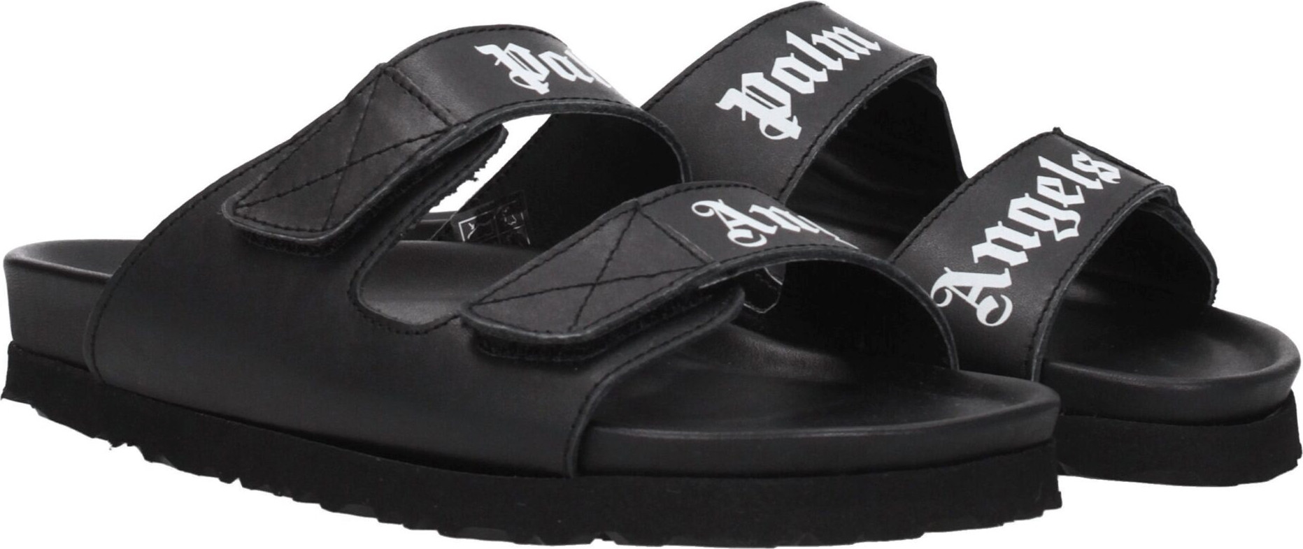 Palm Angels Qora Charmdadan Tikilgan Yassi Zamshiy Sandal