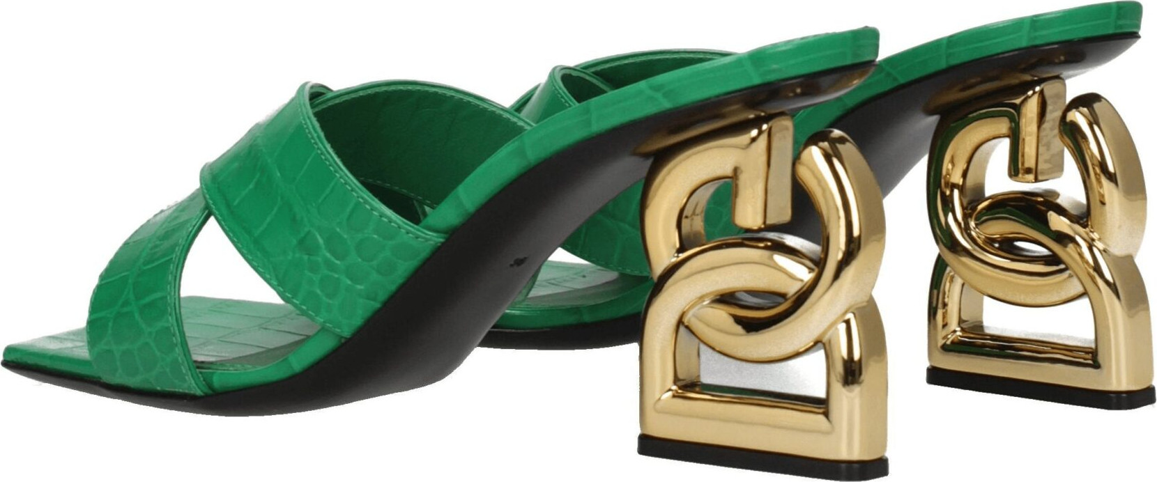 Green Leather Flat Sandals