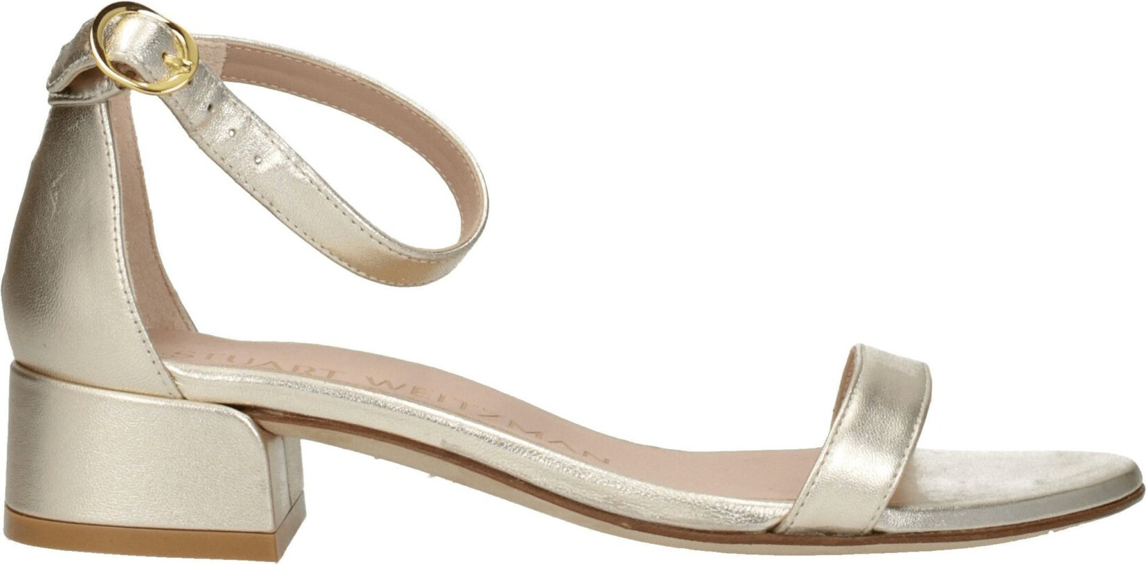 Gold Leather Flat Sandals by Stuart Weitzman