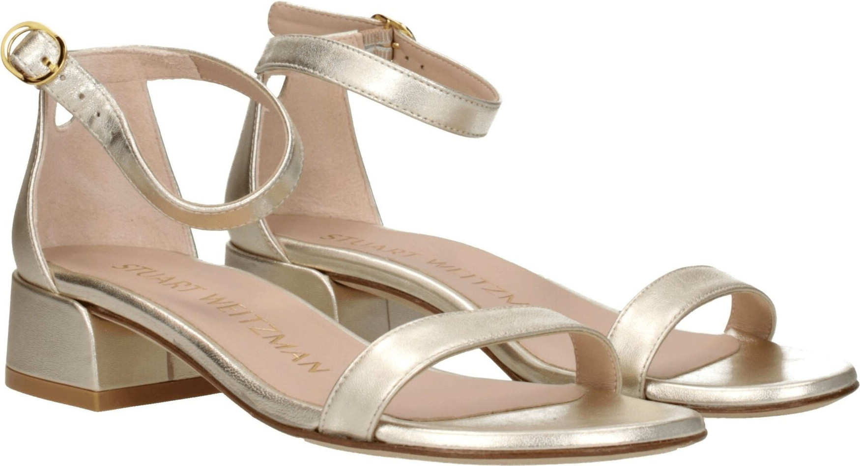 Gold Leather Flat Sandals by Stuart Weitzman
