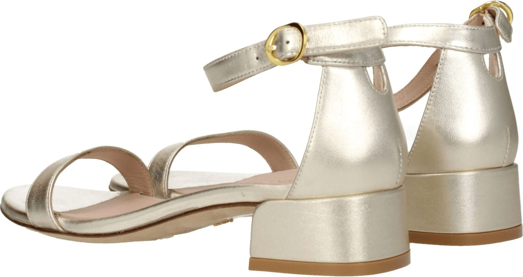 Gold Leather Flat Sandals by Stuart Weitzman