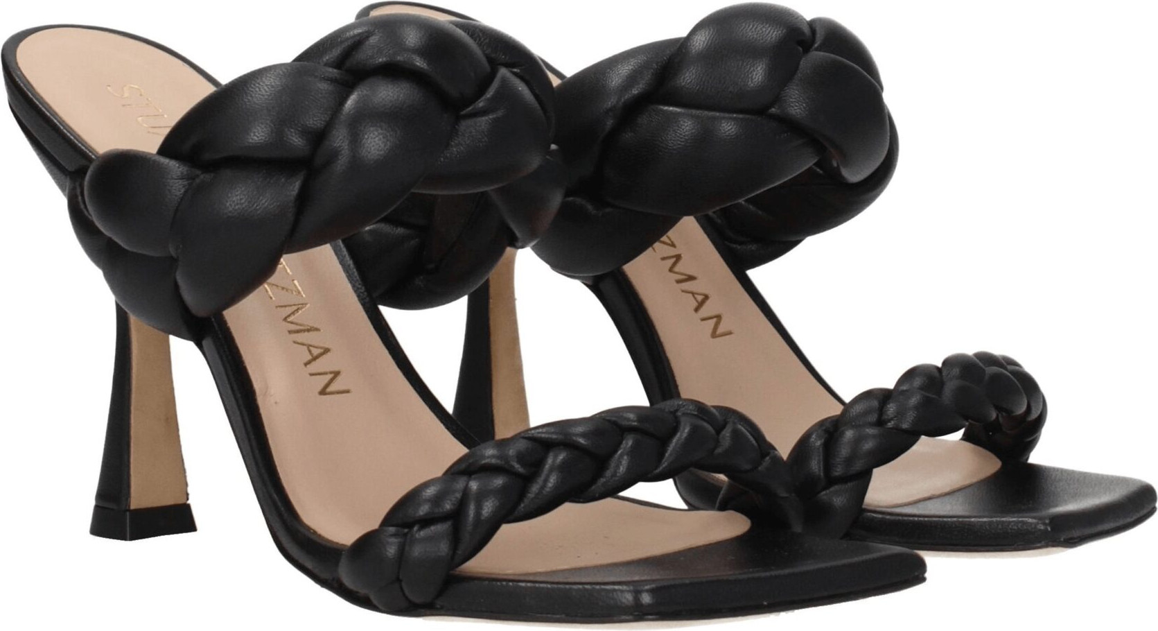 Black Leather Stiletto Heel Sandals Stuart Weitzman
