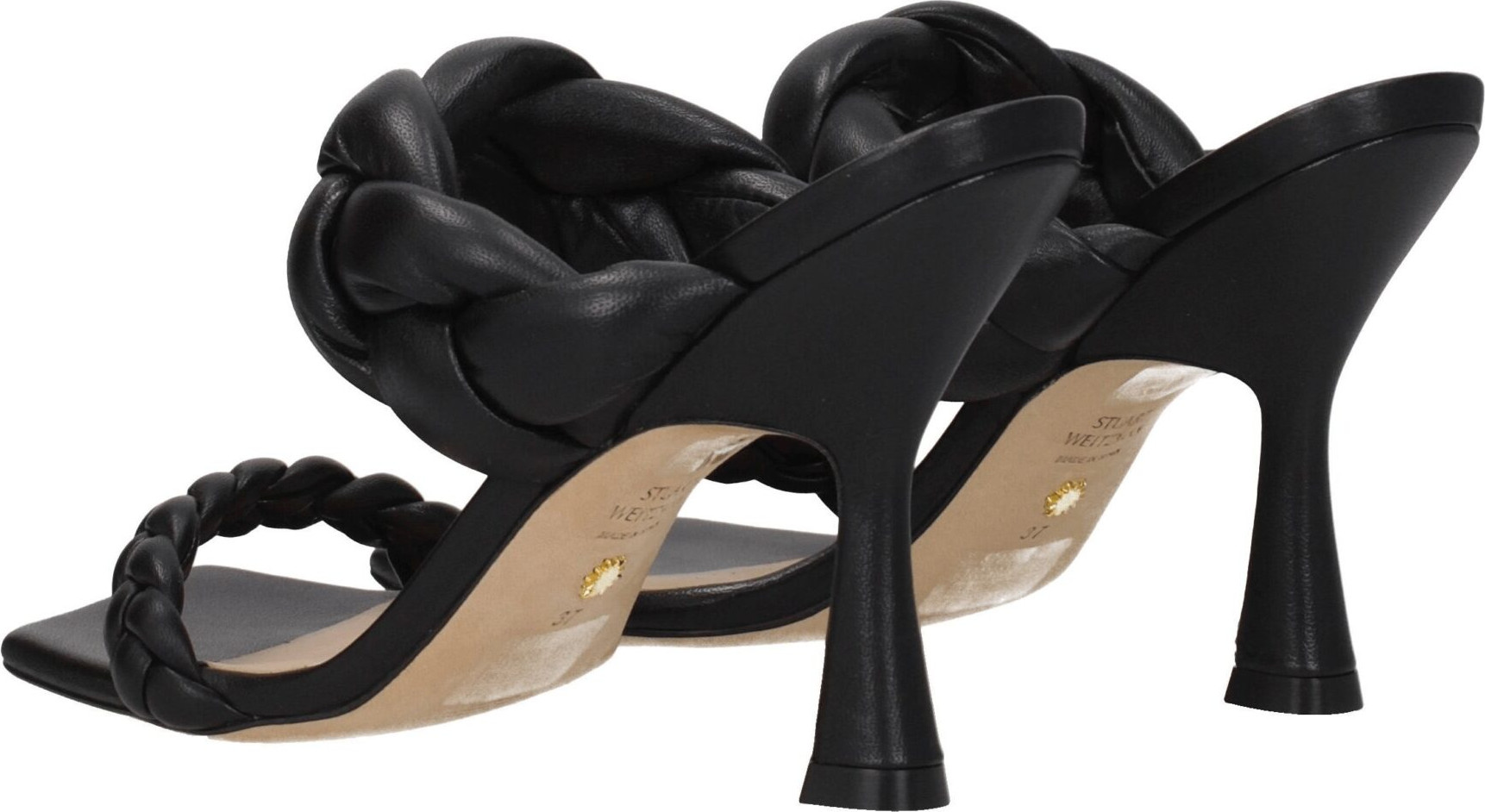 Black Leather Stiletto Heel Sandals Stuart Weitzman