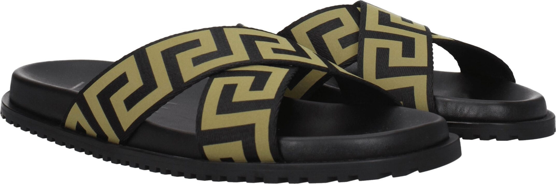 Versace Black Fabric Slippers