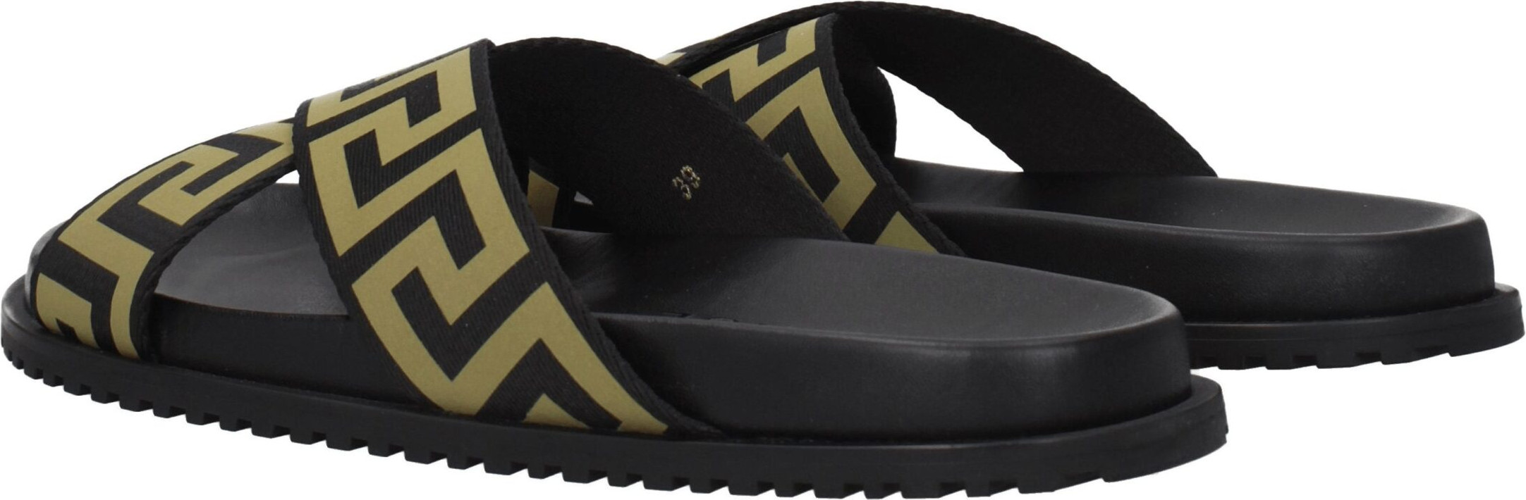 Versace Black Fabric Slippers