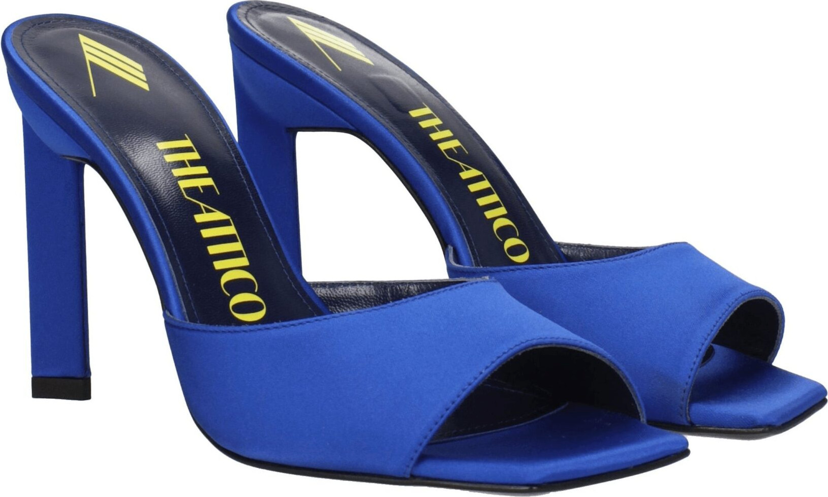 Blue Satin Stiletto Heel Sandals by The Attico