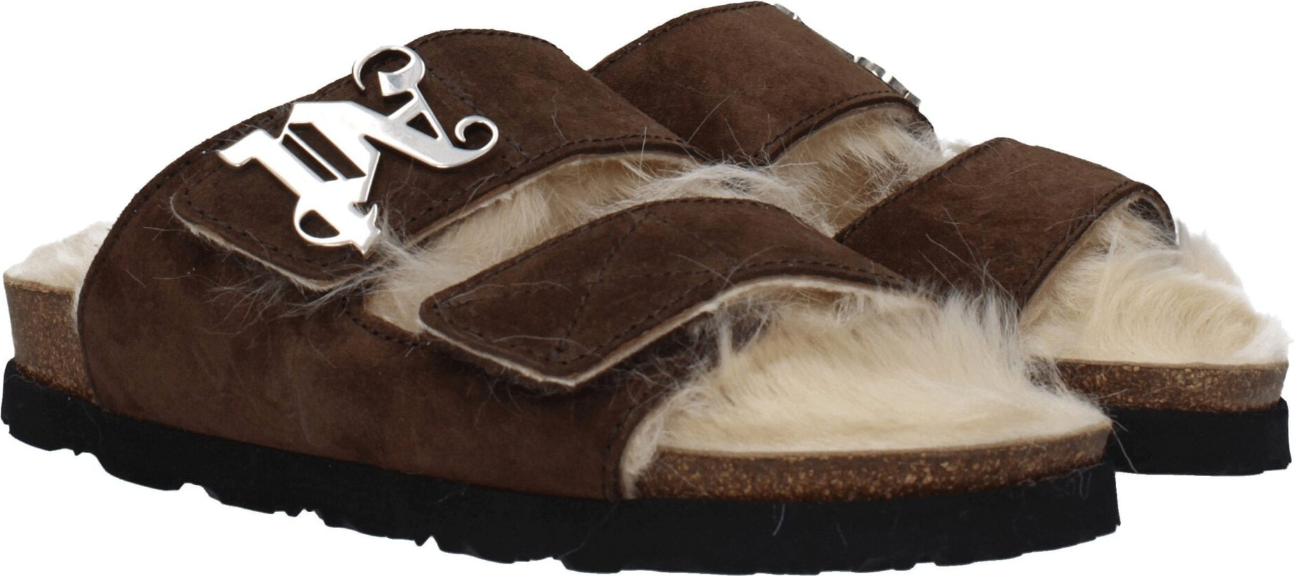 Brown Leather Slippers Palm Angels