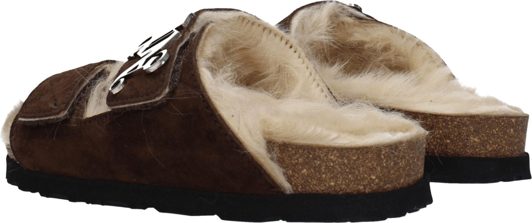 Brown Leather Slippers Palm Angels