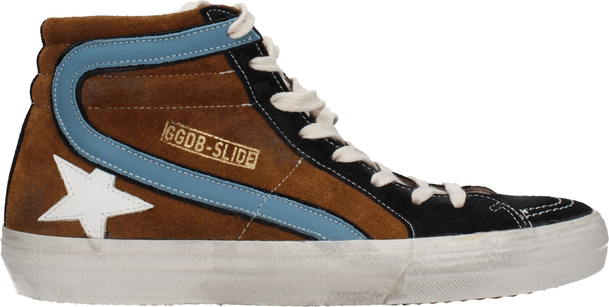 Кроссовки Golden Goose с высоким голенищем из коричневой кожи