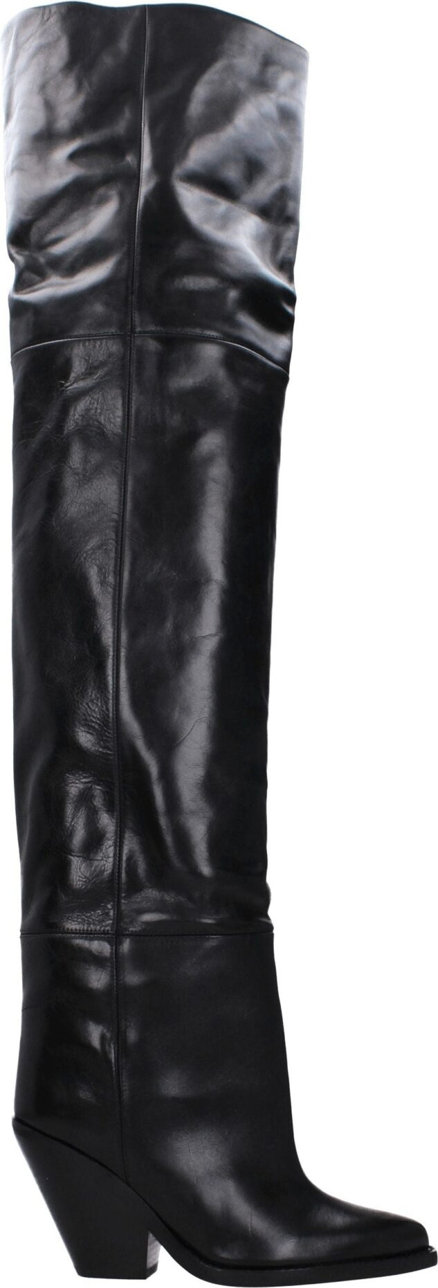 Black Leather Over The Knee Boots