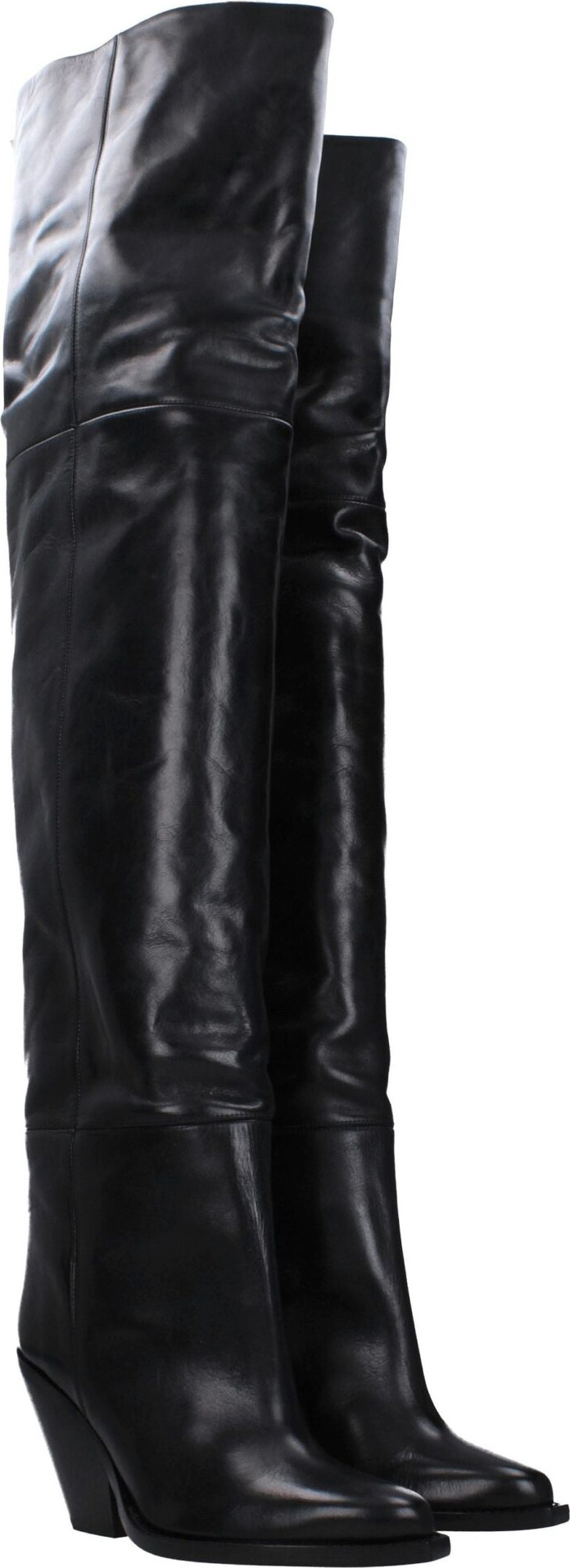 Black Leather Over The Knee Boots