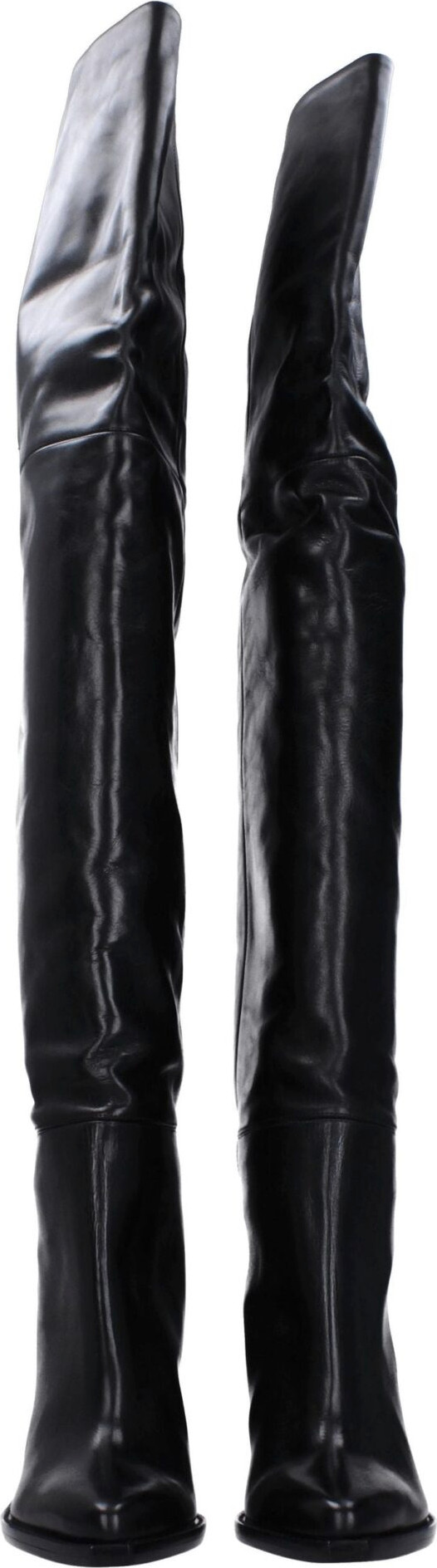 Black Leather Over The Knee Boots