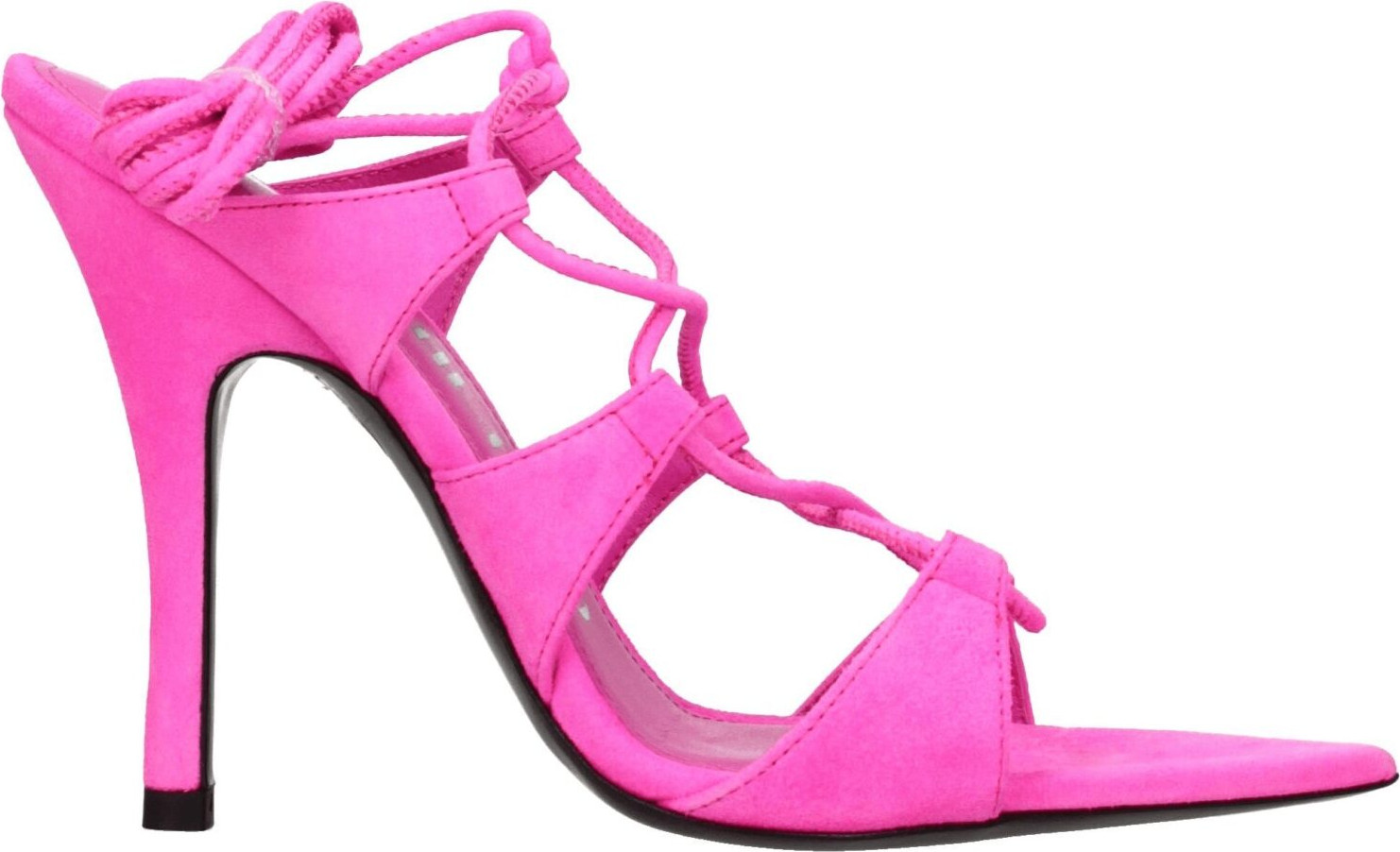 Pink Leather Stiletto Heel Sandals