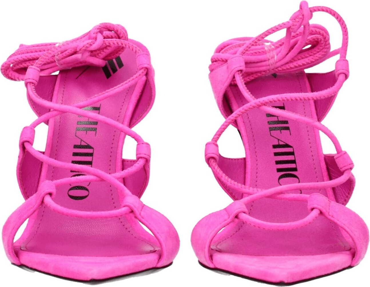 Pink Leather Stiletto Heel Sandals