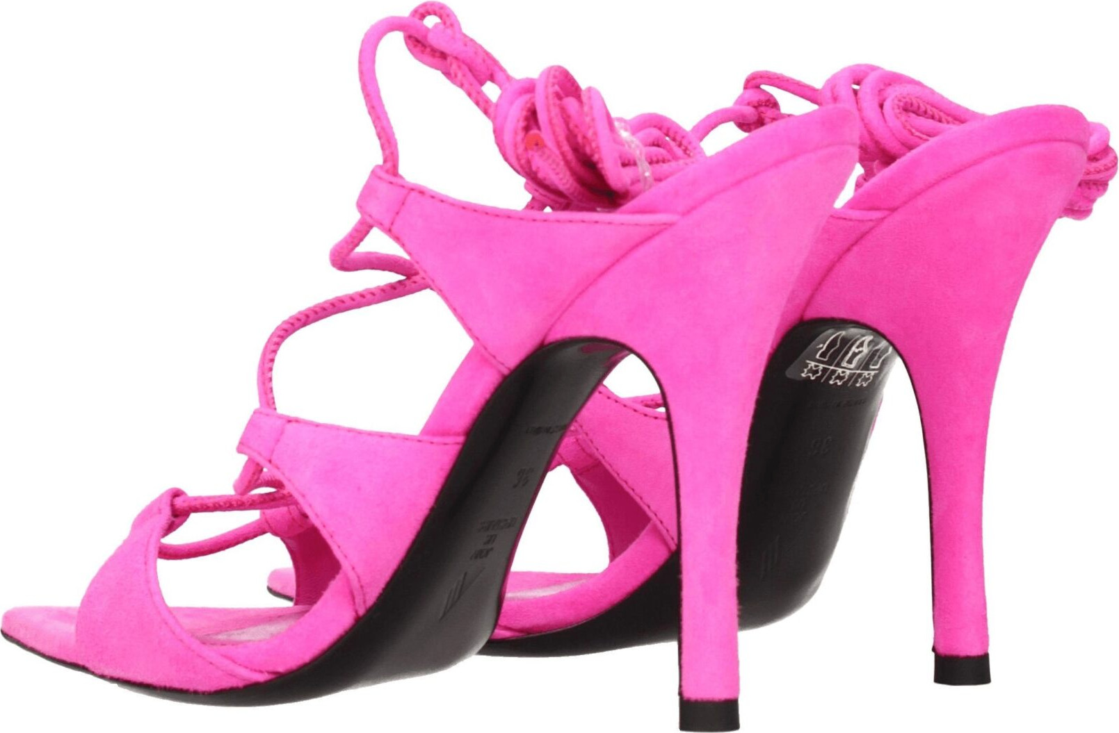 Pink Leather Stiletto Heel Sandals