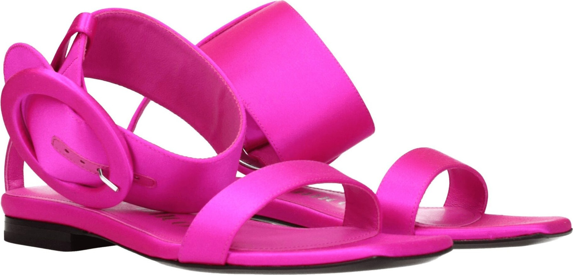 Pink Satin Flat Sandals