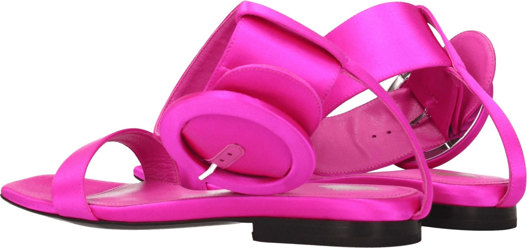 Pink Satin Flat Sandals
