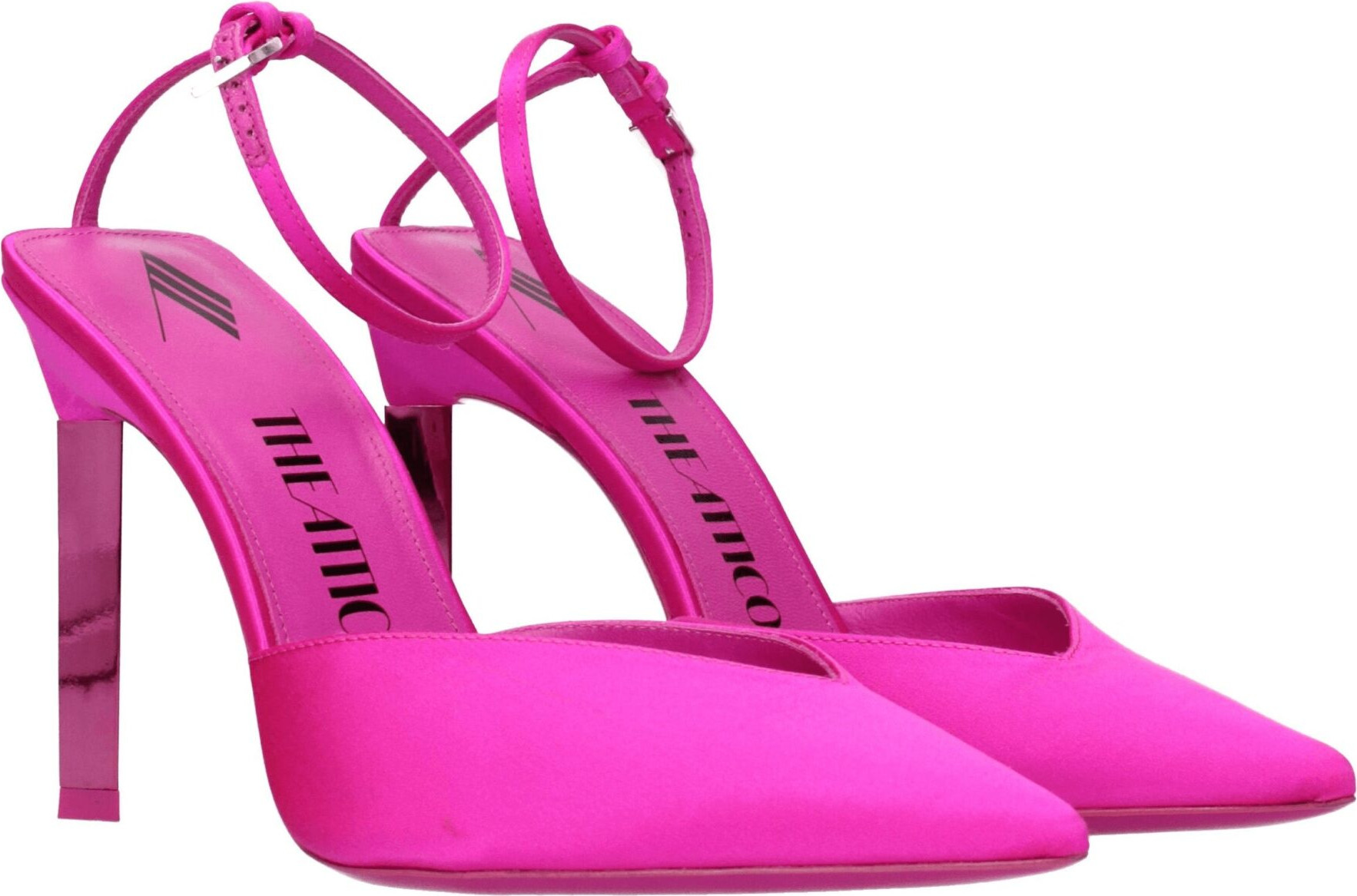Pink Satin Stiletto Heel Sandals by The Attico