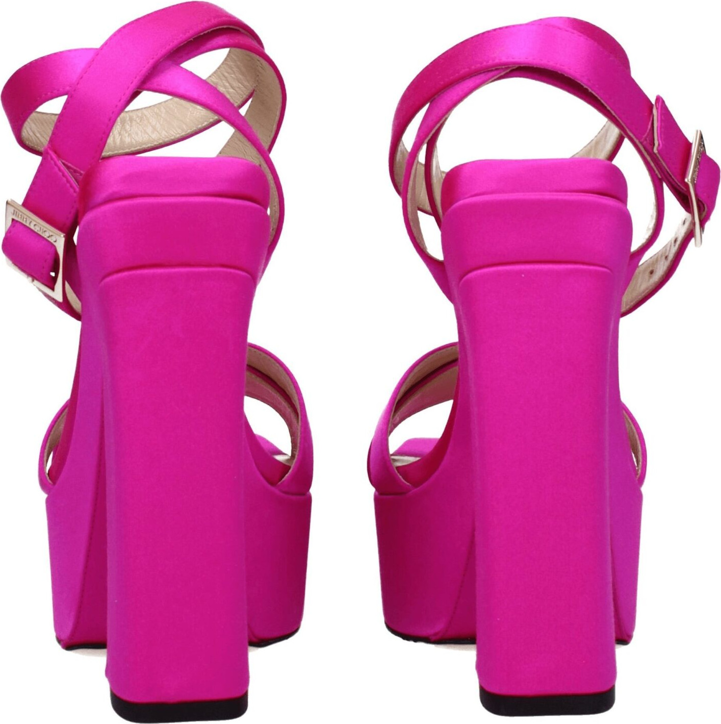 Босоножки на платформе из розового атласа от Jimmy Choo Eyewear