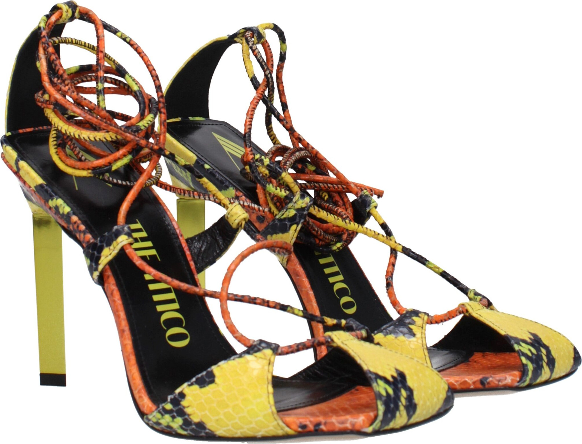 Orange Leather Stiletto Heel Sandals by The Attico