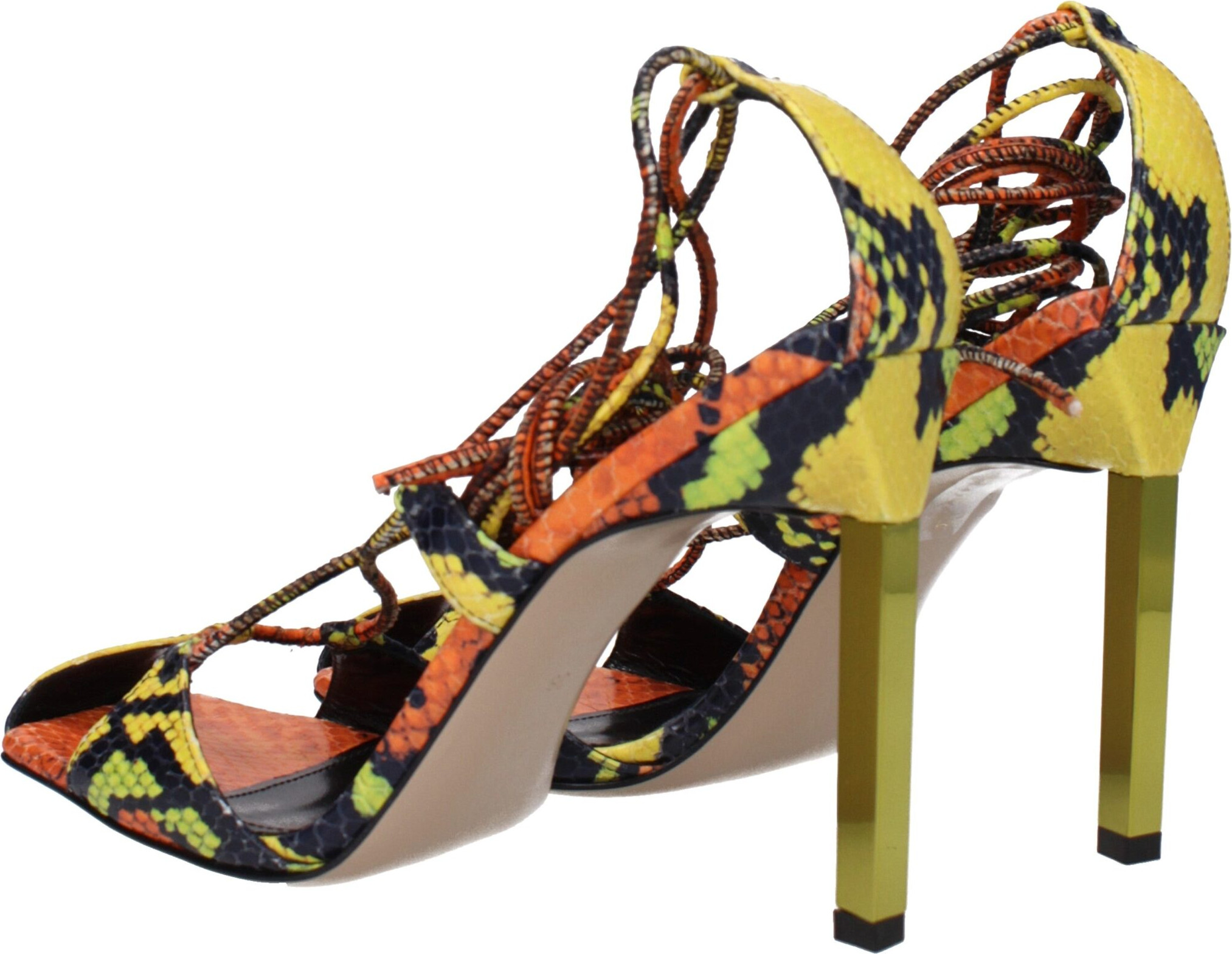 Orange Leather Stiletto Heel Sandals by The Attico