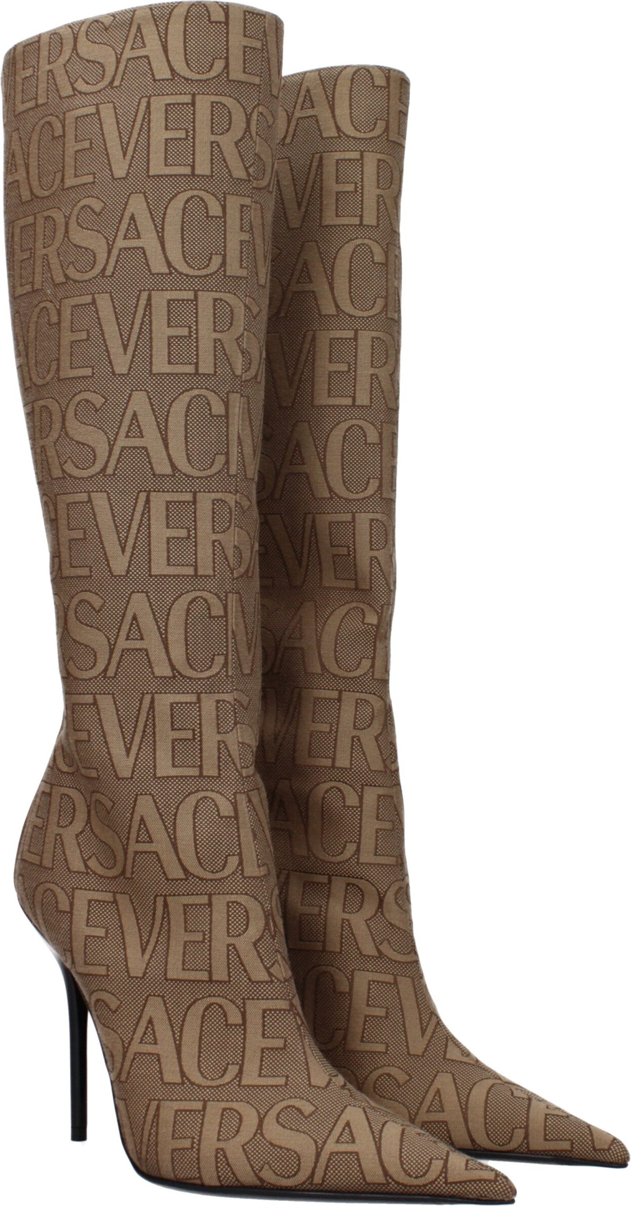 Бежевые текстильные ботинки Versace