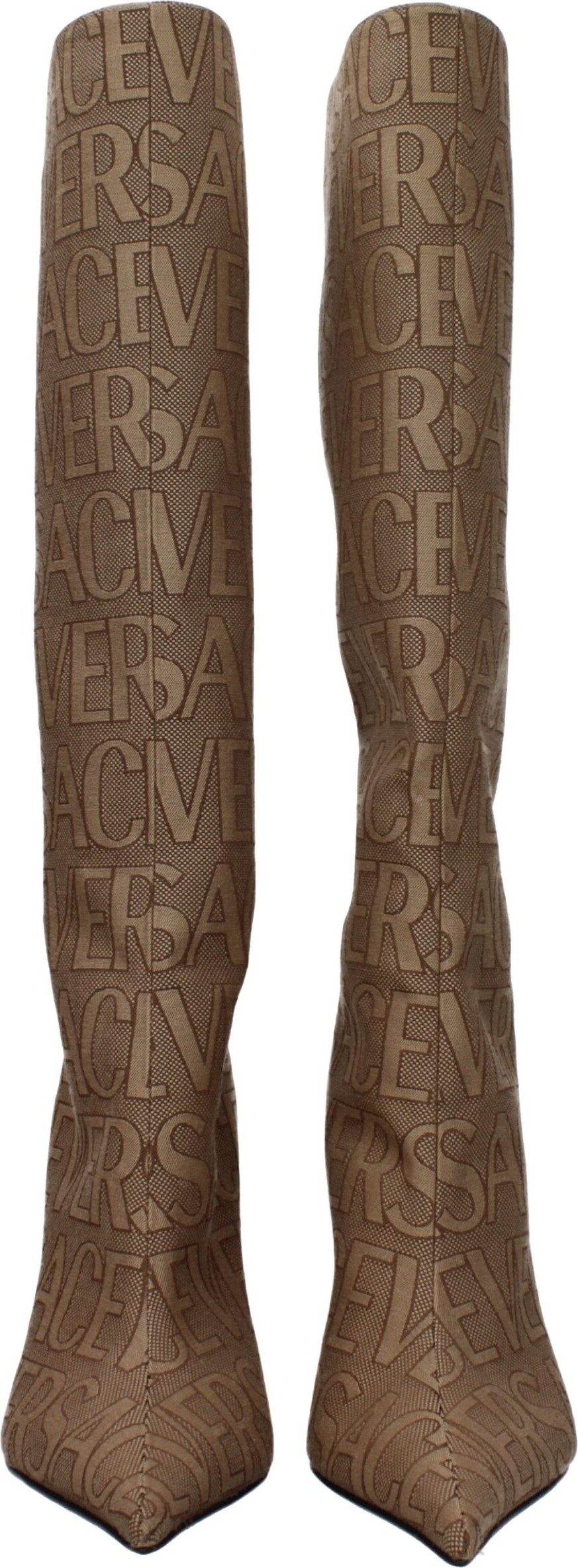 Бежевые текстильные ботинки Versace