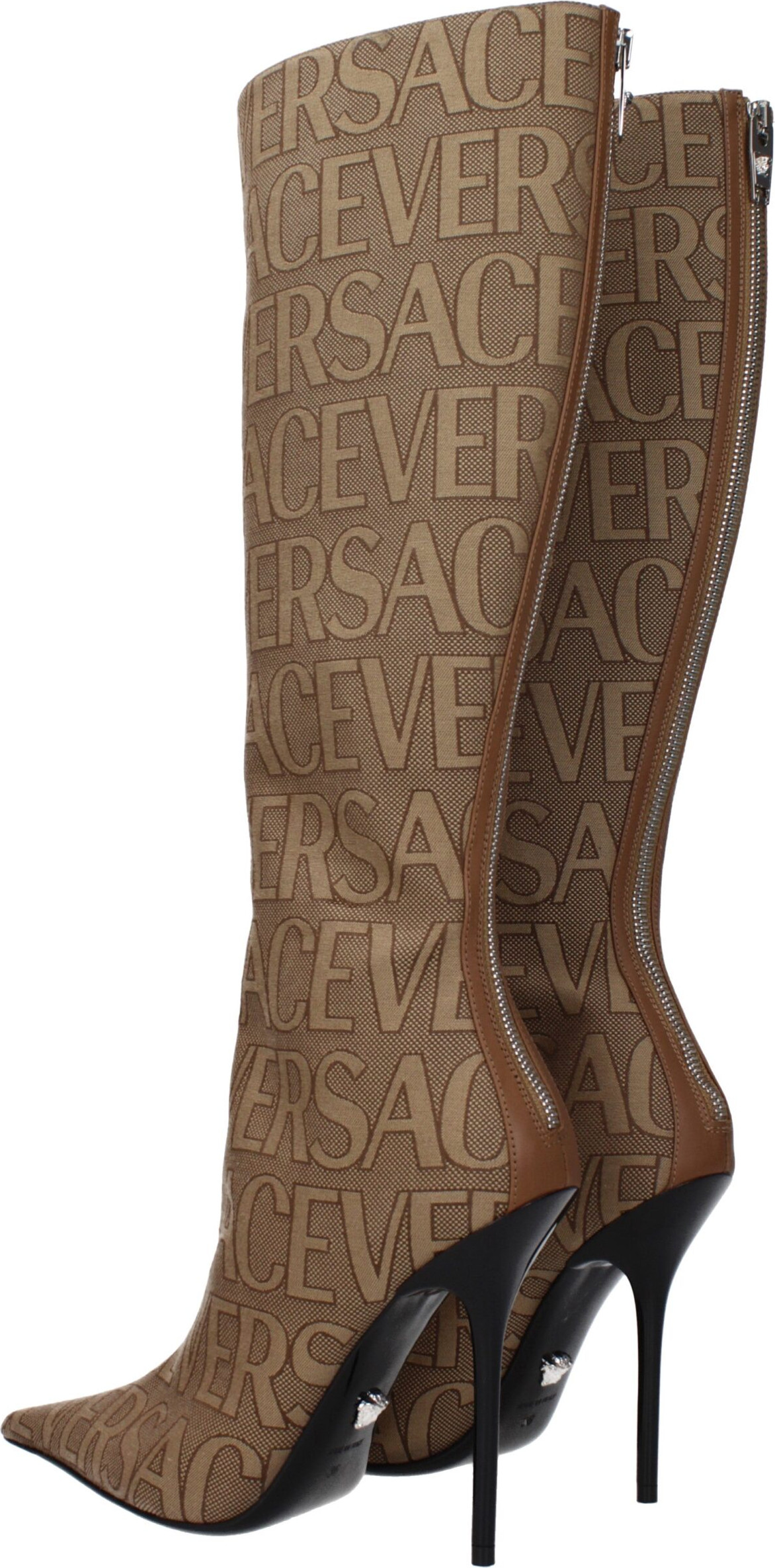 Бежевые текстильные ботинки Versace