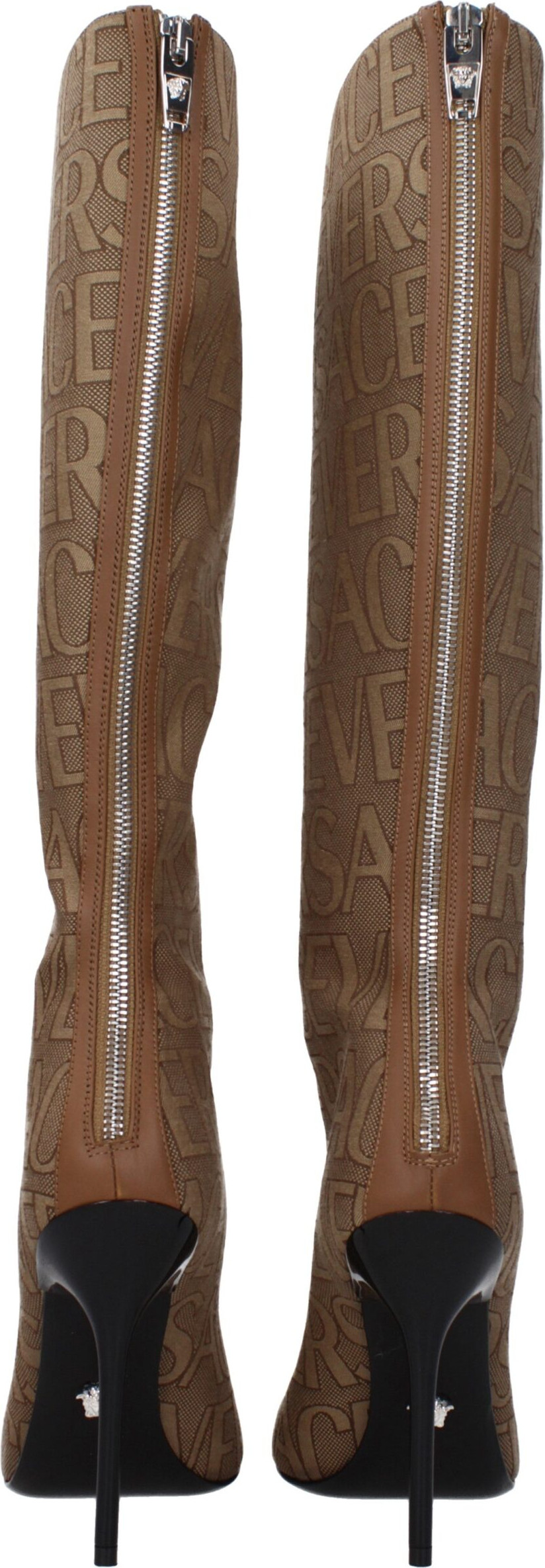 Бежевые текстильные ботинки Versace