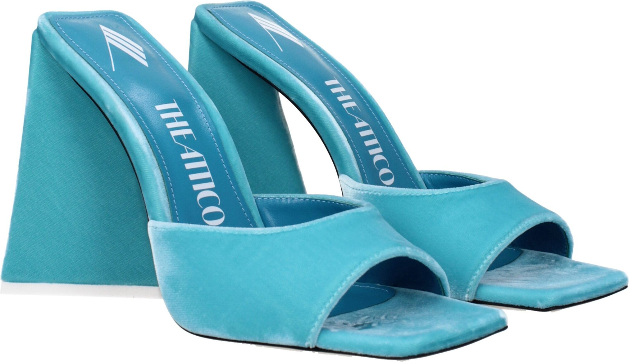 Light Blue Velvet Platform Sandals