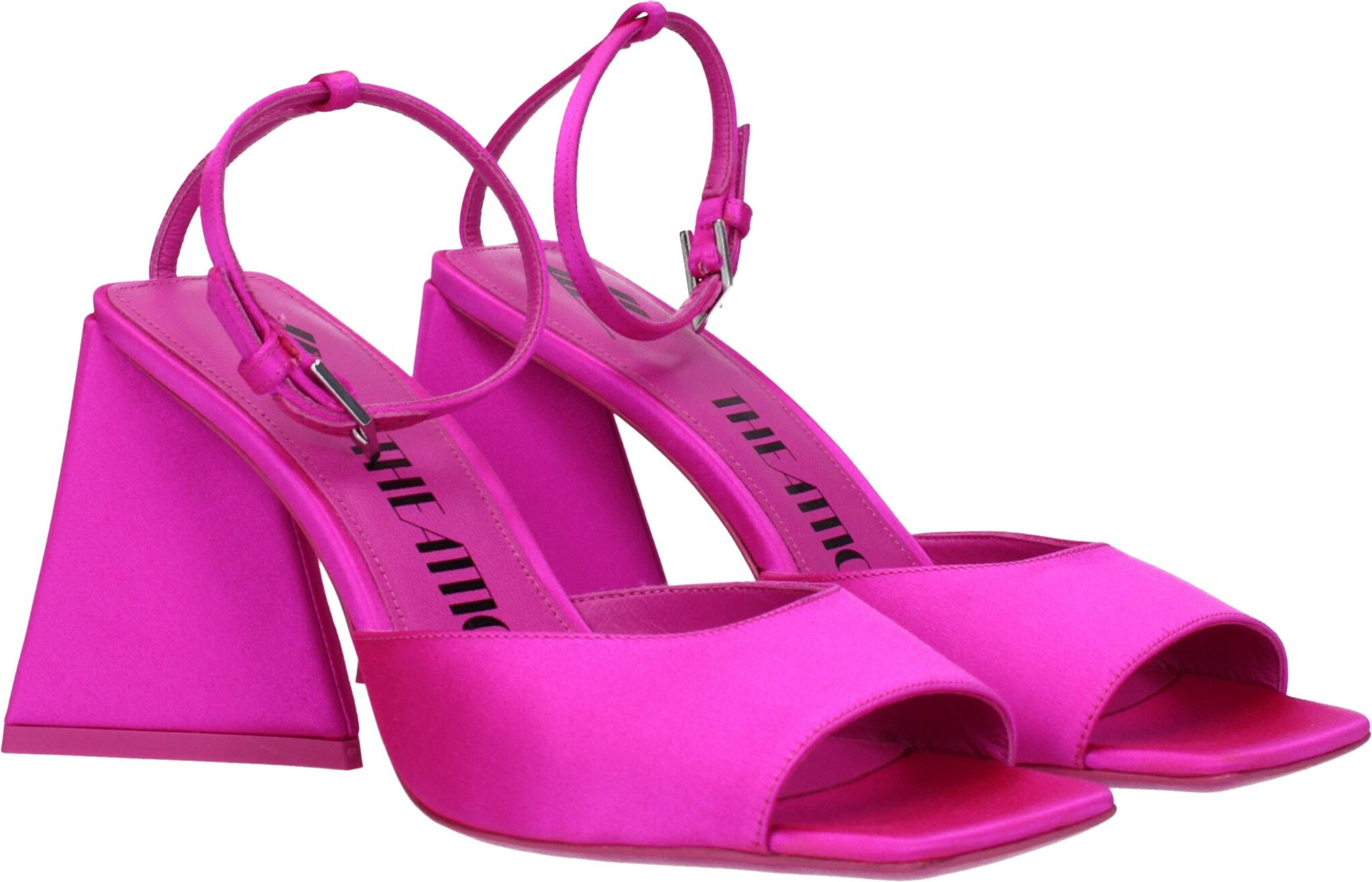 Pink Satin Stiletto Heel Sandals by The Attico