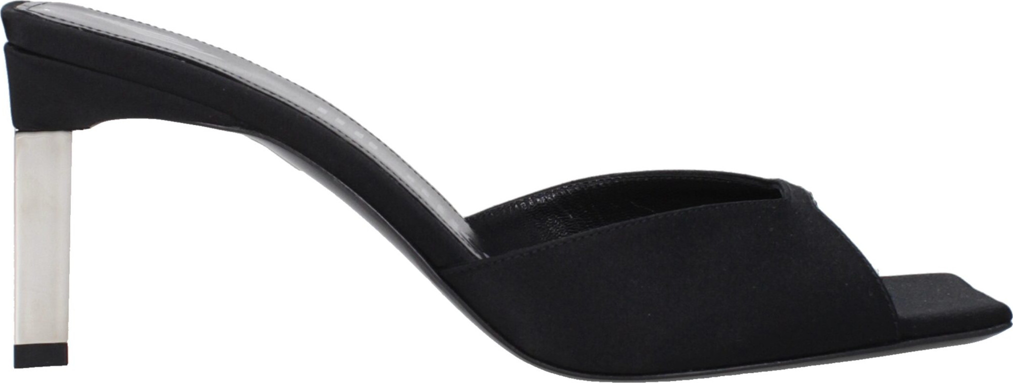 Qora ipakdan tikilgan stiletto poshnali sandallar The Attico
