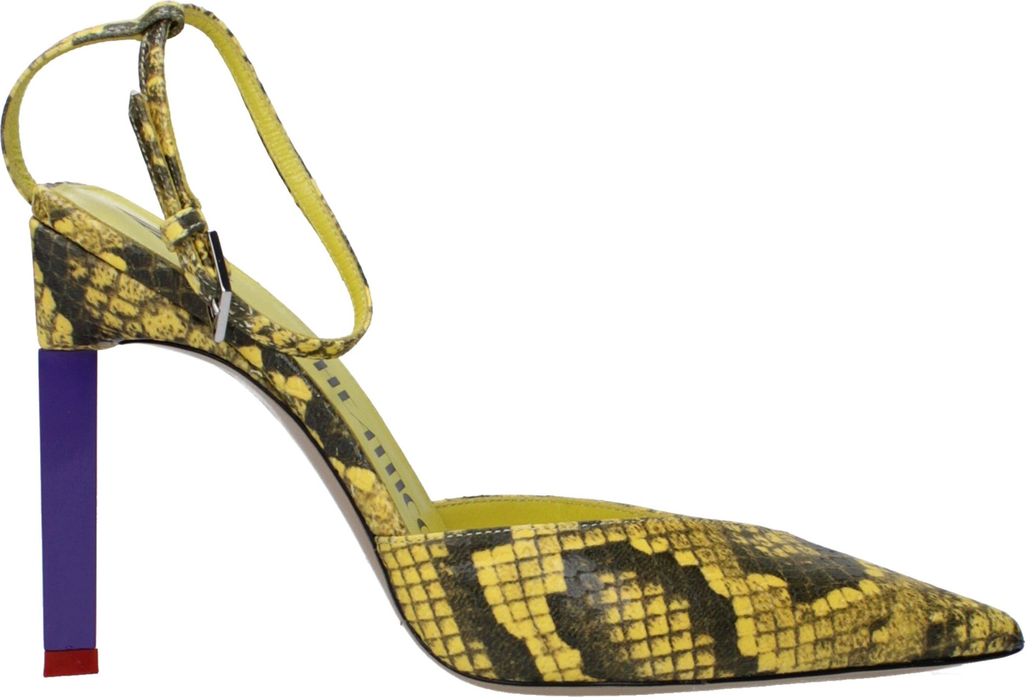 Sari teri yuqori poshna stiletto poyabzali