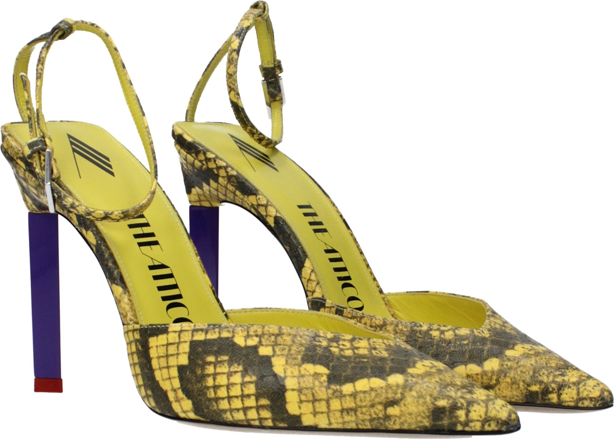 Sari teri yuqori poshna stiletto poyabzali