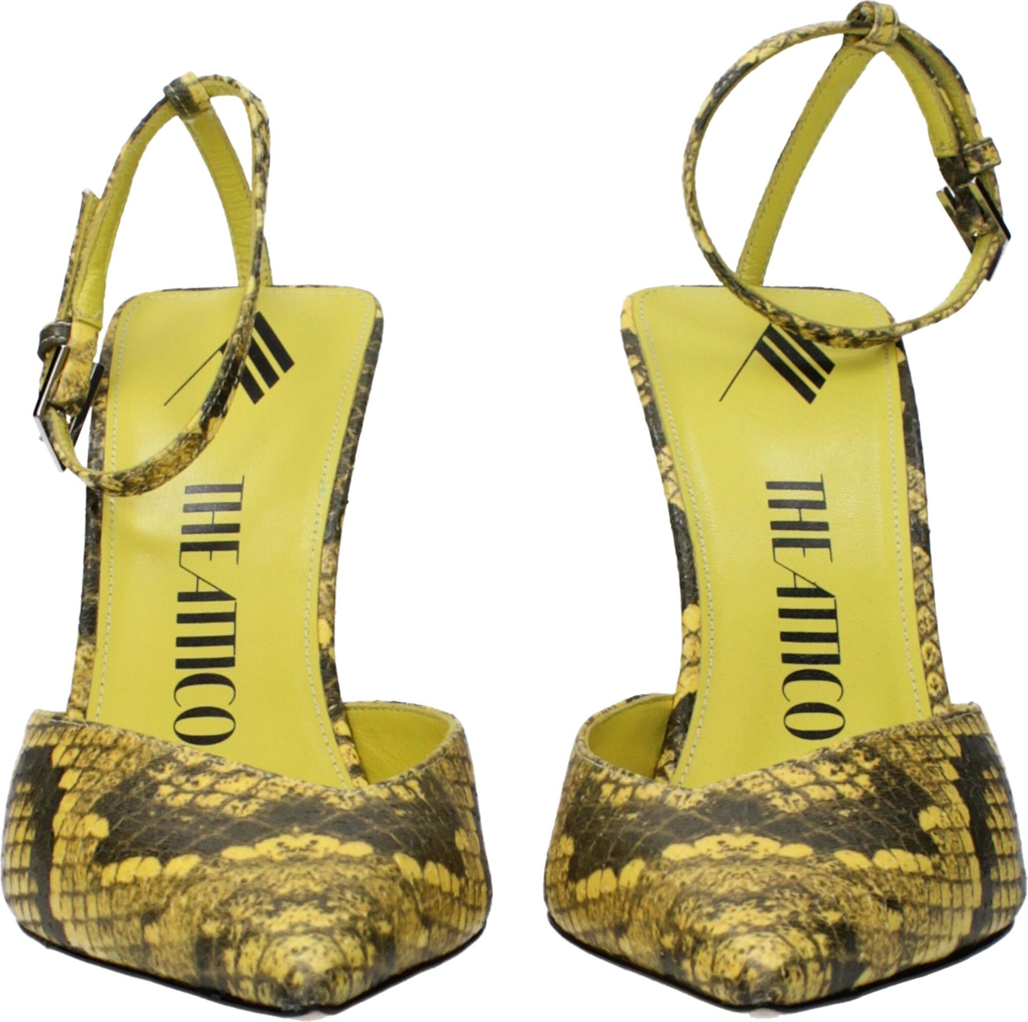 Sari teri yuqori poshna stiletto poyabzali