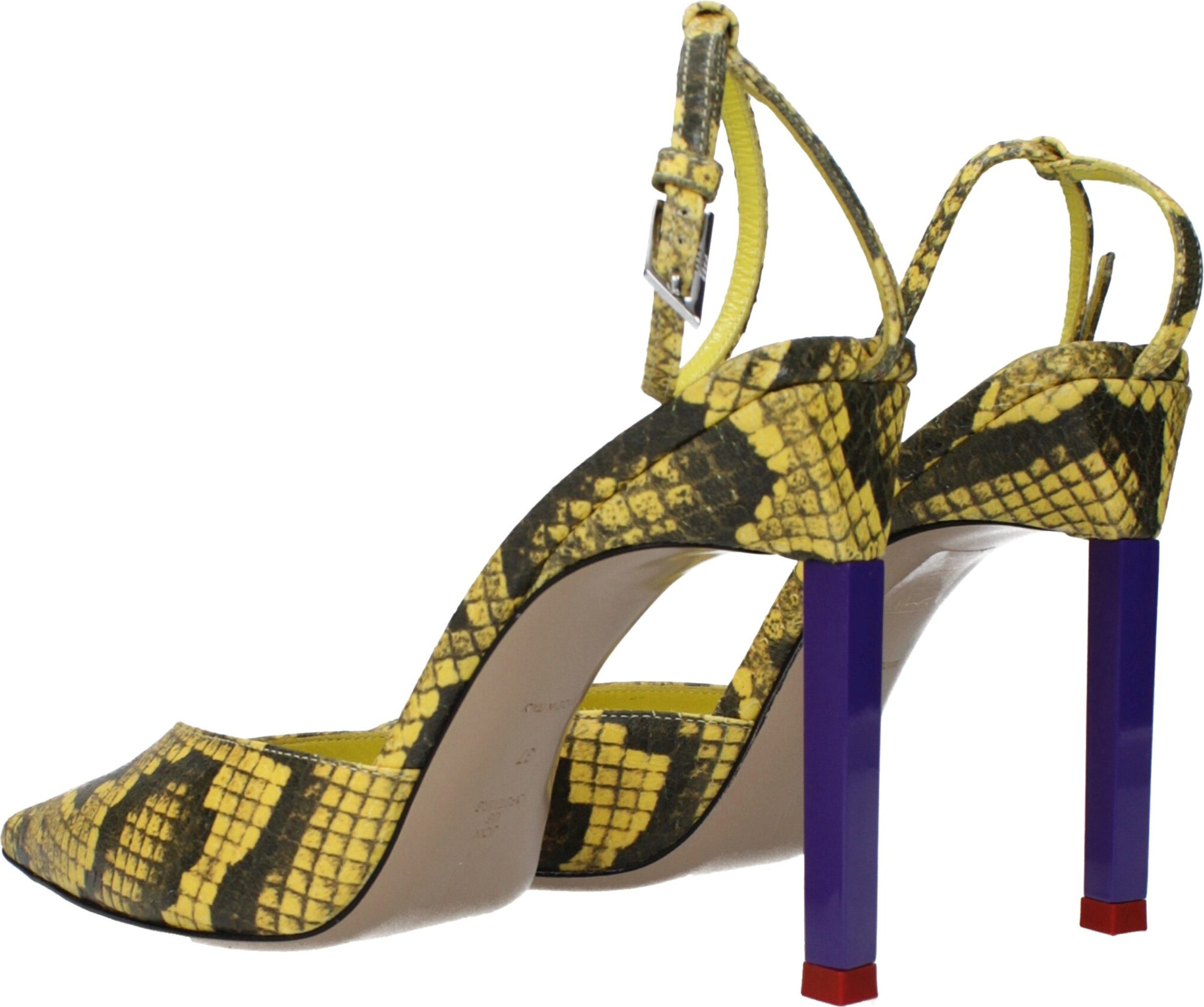 Sari teri yuqori poshna stiletto poyabzali