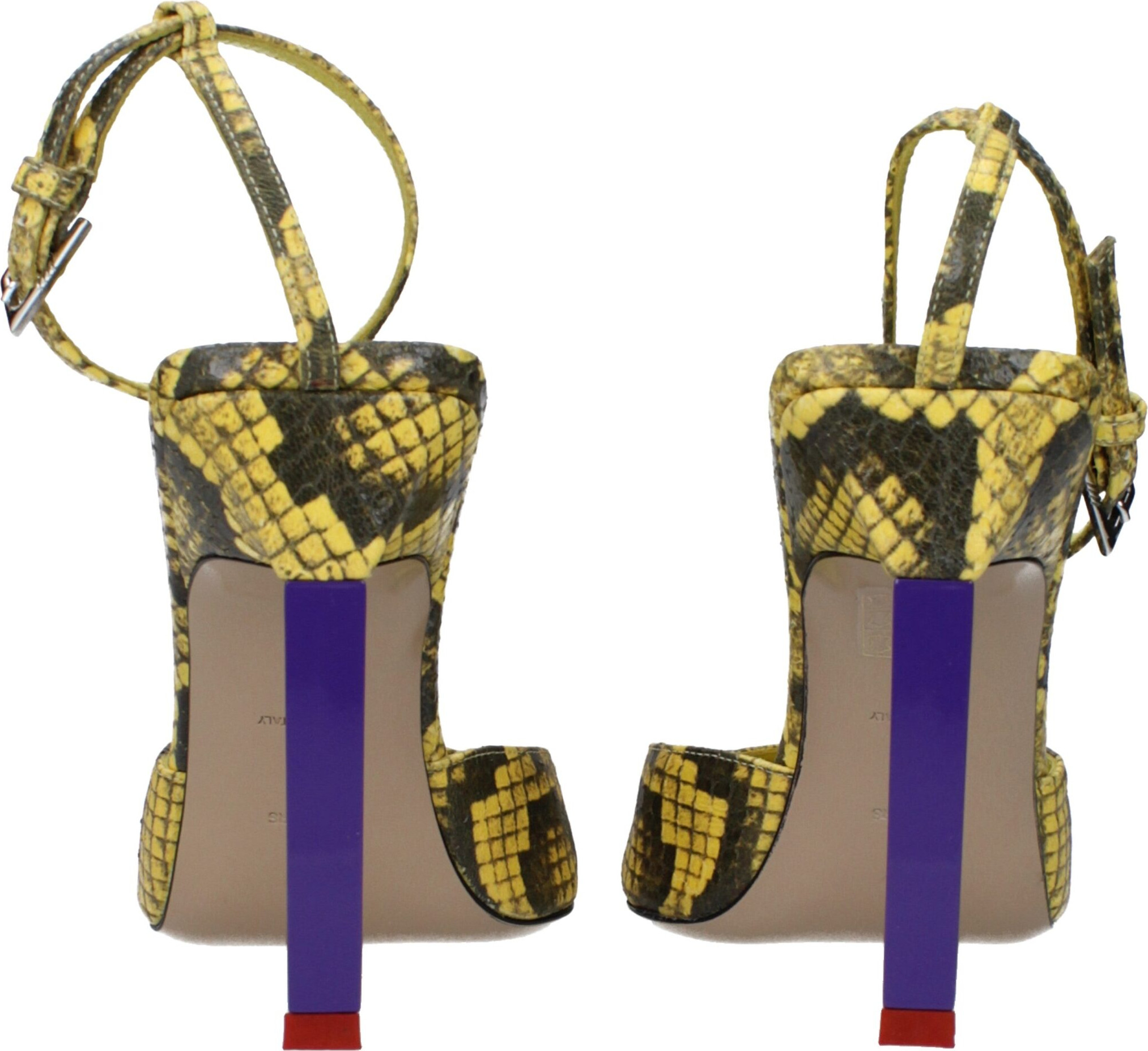 Sari teri yuqori poshna stiletto poyabzali