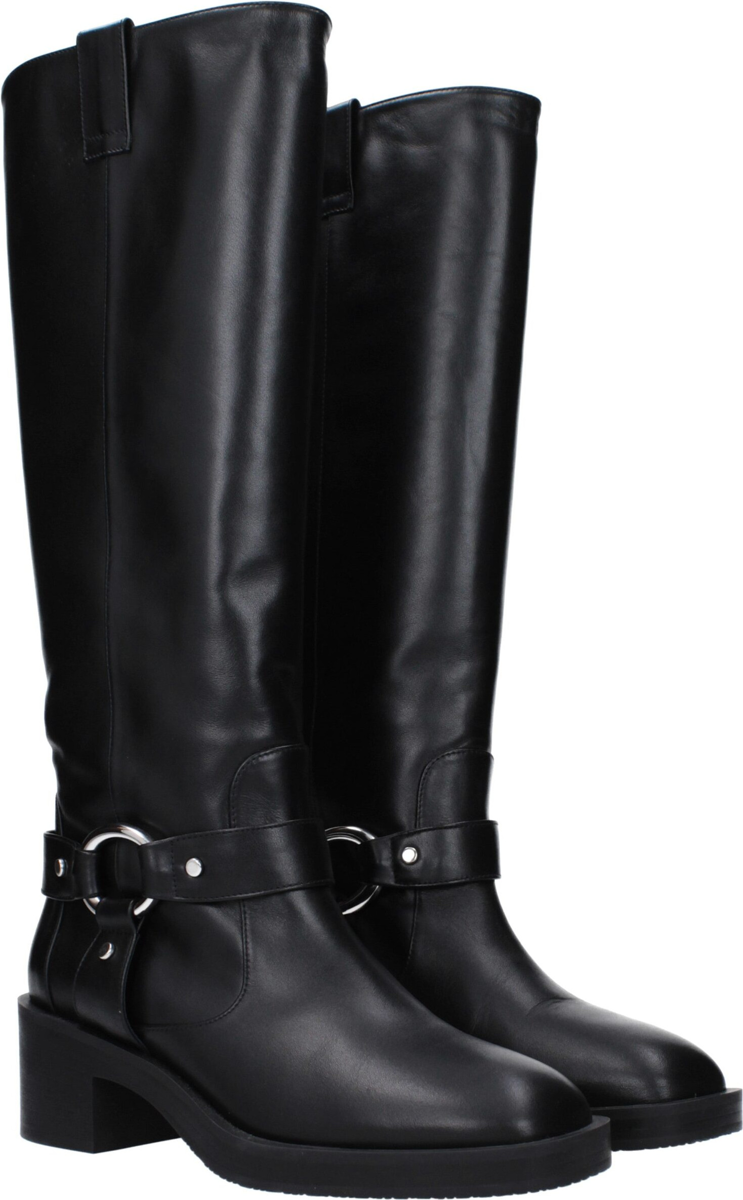 Qora charmdan tikilgan baland poshnalli etik Stuart Weitzman