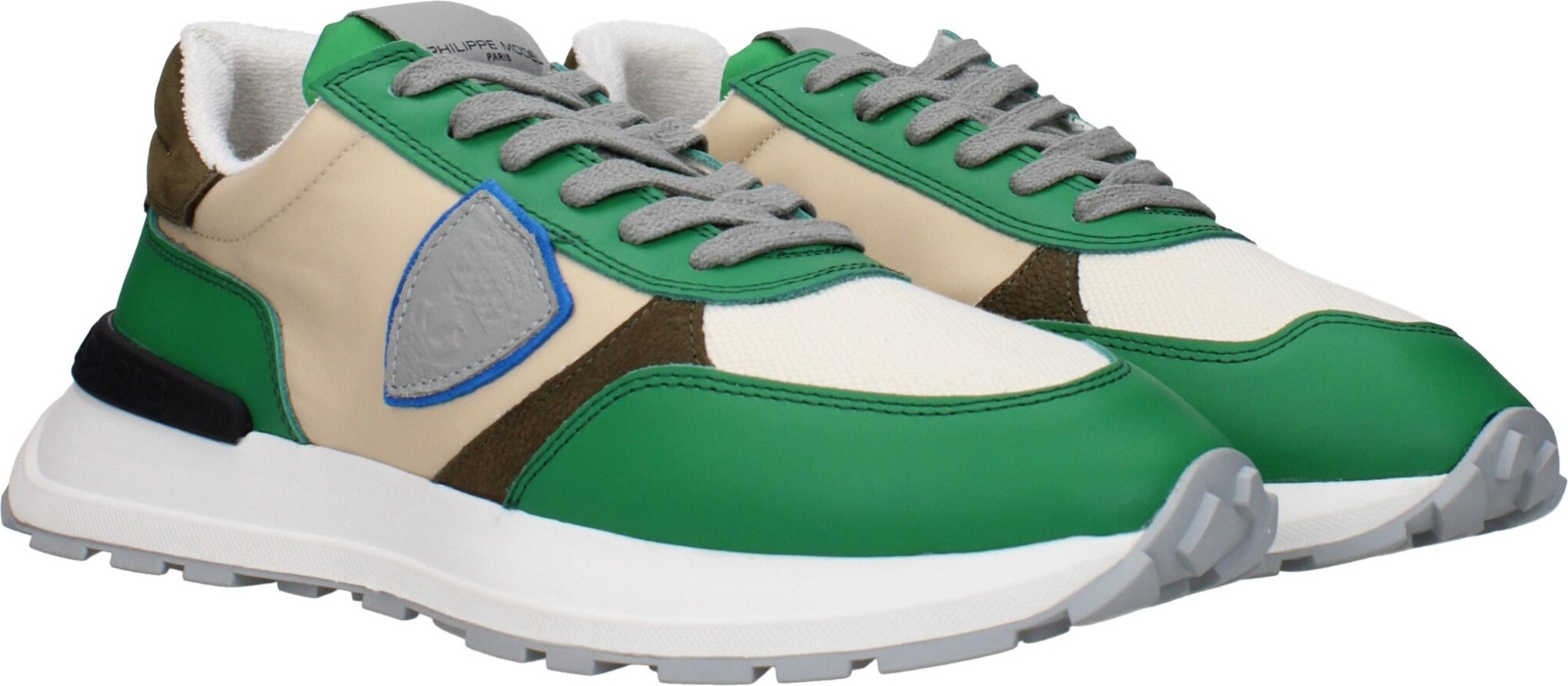 Philippe Model Green Fabric Athletic Sneakers
